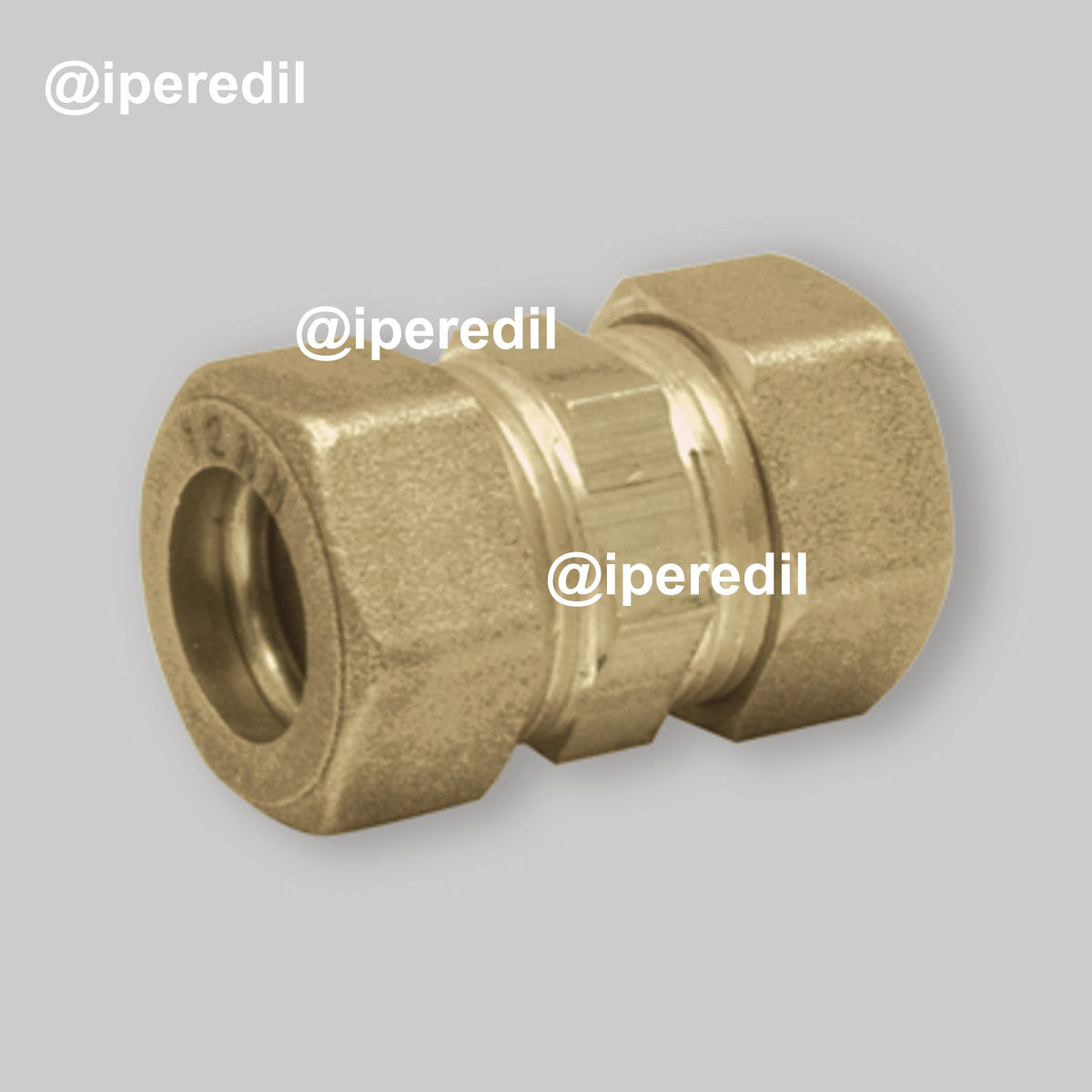 RACCORDO DIRITTO DOPPIO A COMPRESSIONE O-RING PER TUBO RAME APE Ø16 mm