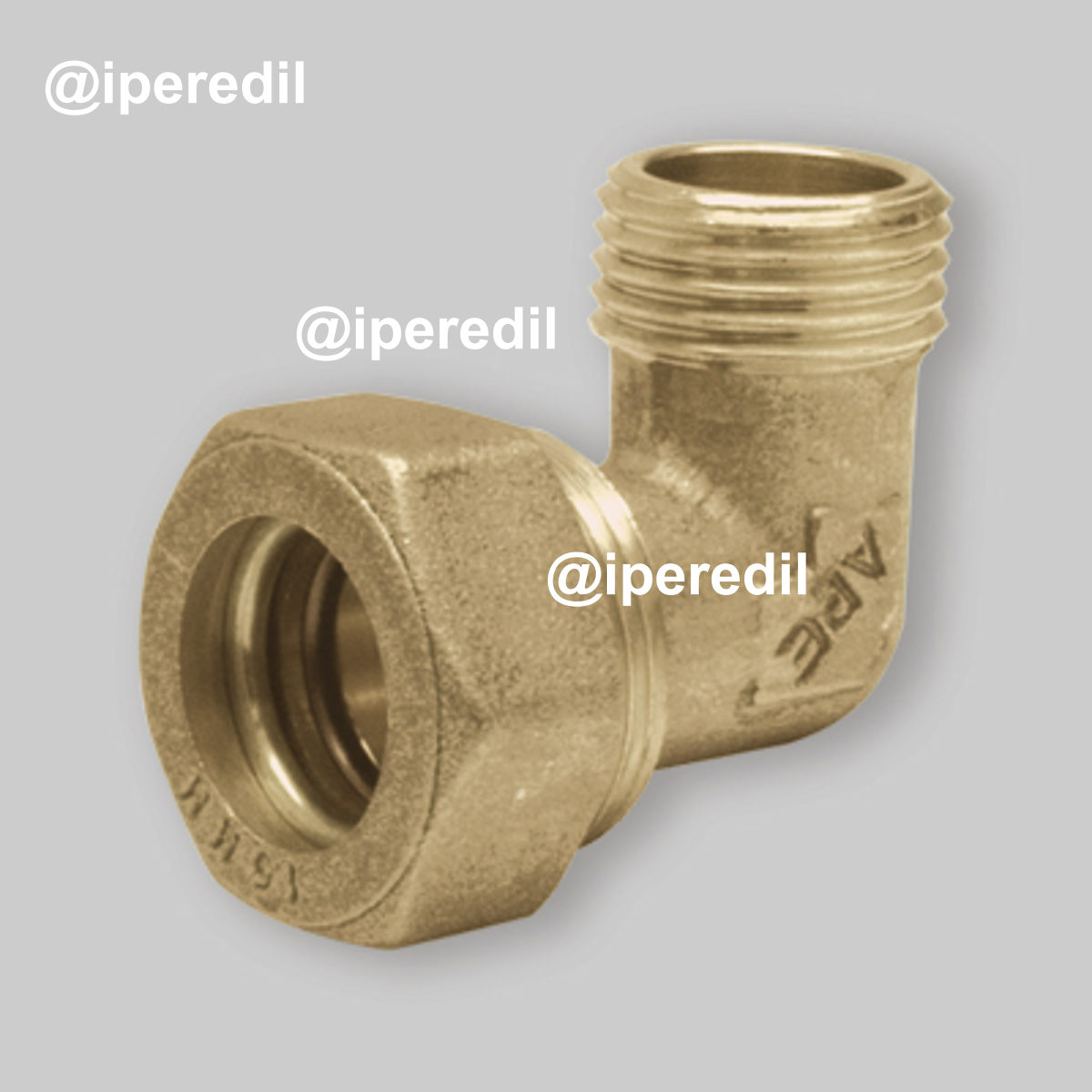 GOMITO MASCHIO A COMPRESSIONE O-RING PER TUBO RAME APE Ø12 x 1/2"