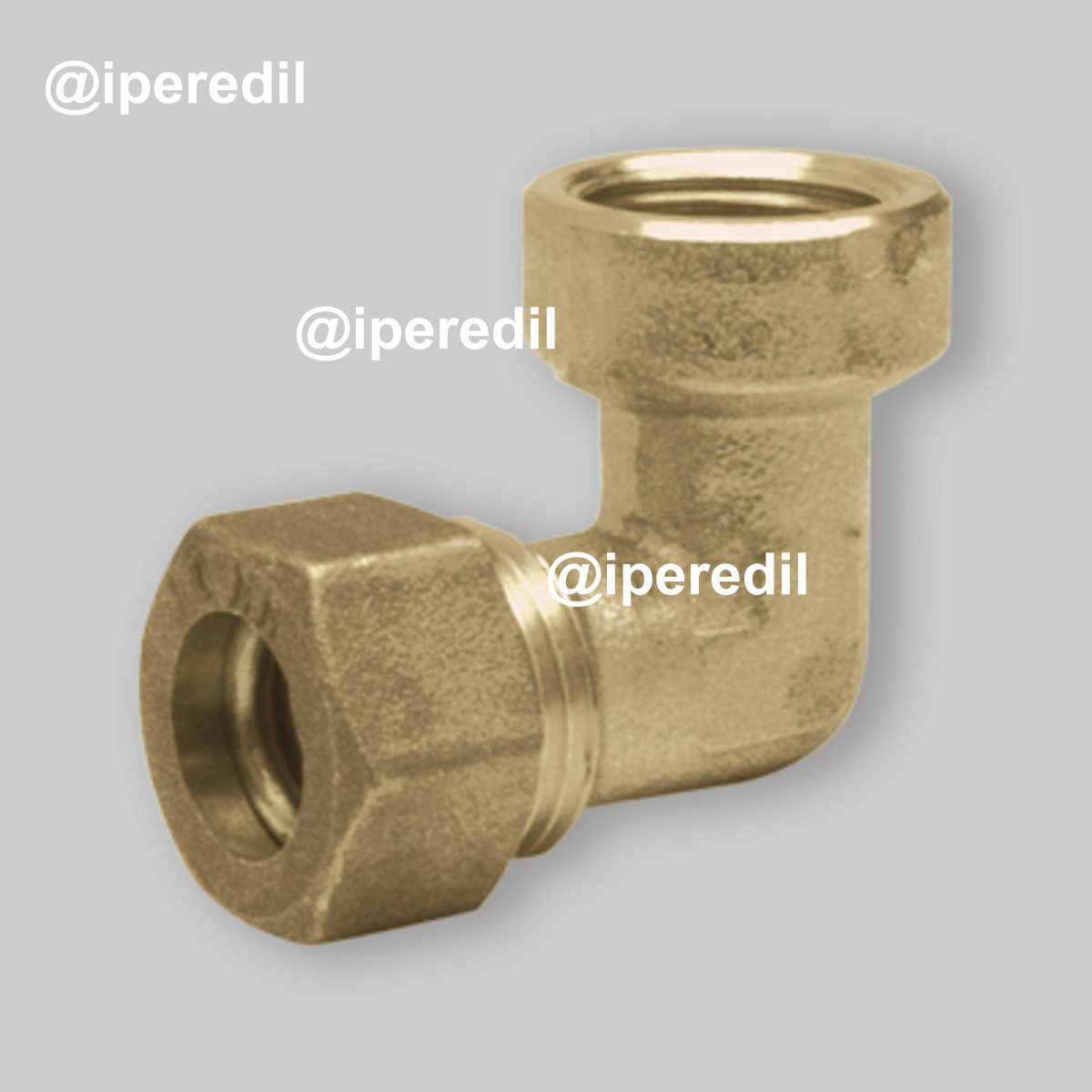 GOMITO FEMMINA A COMPRESSIONE O-RING PER TUBO RAME APE Ø18 x 3/4"