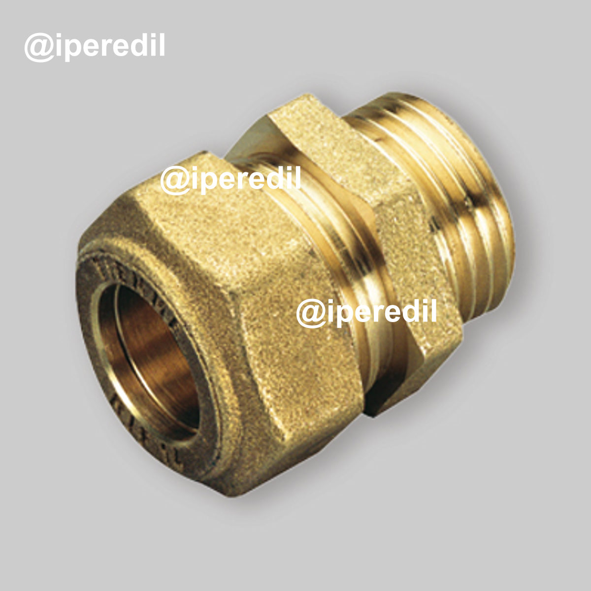 RACCORDO DIRITTO MASCHIO A COMPRESSIONE CON O-RING GIALLO PER GAS TIEMME Ø14 x 1/2"