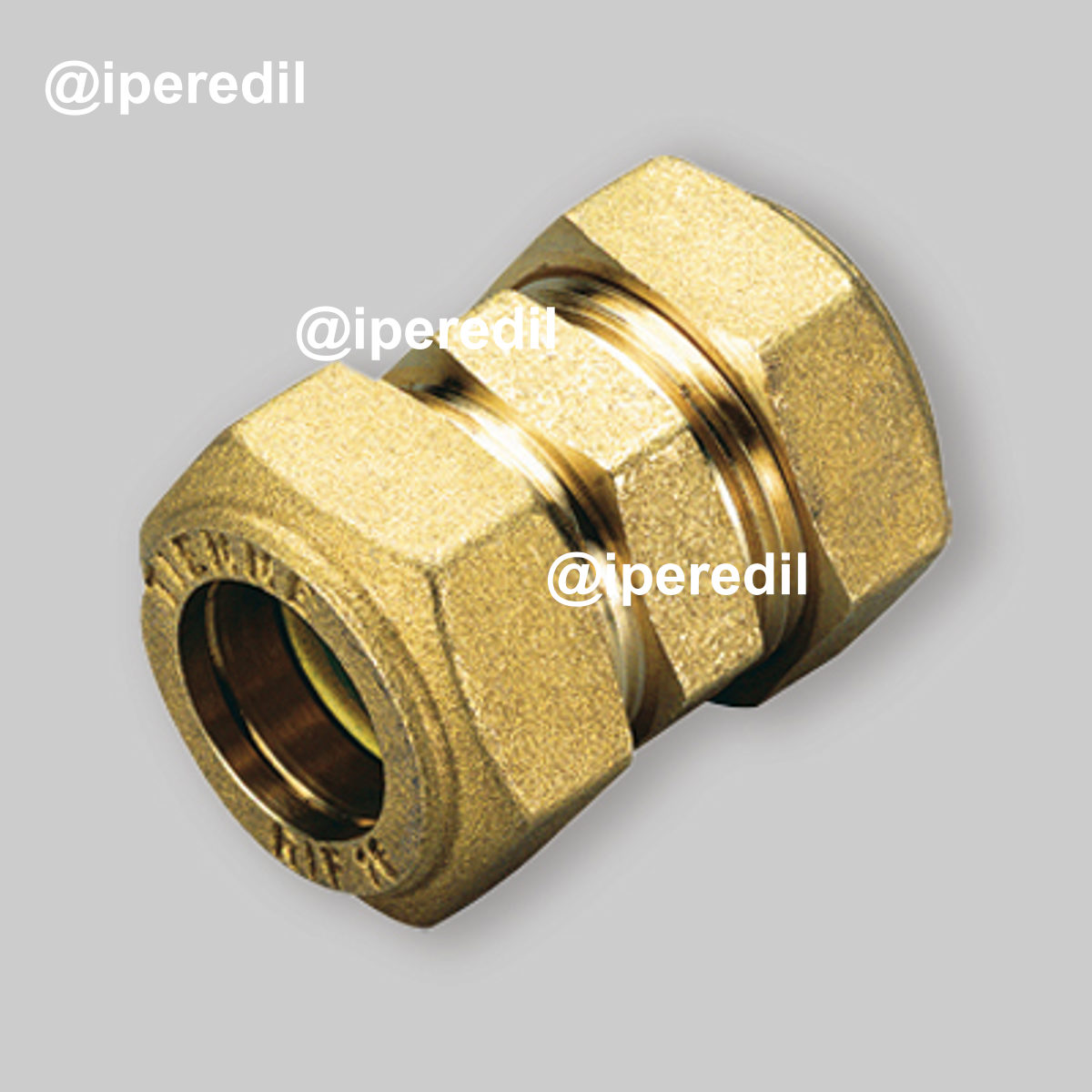 RACCORDO DIRITTO DOPPIO A COMPRESSIONE CON O-RING GIALLO PER GAS TIEMME Ø12 x Ø12 mm