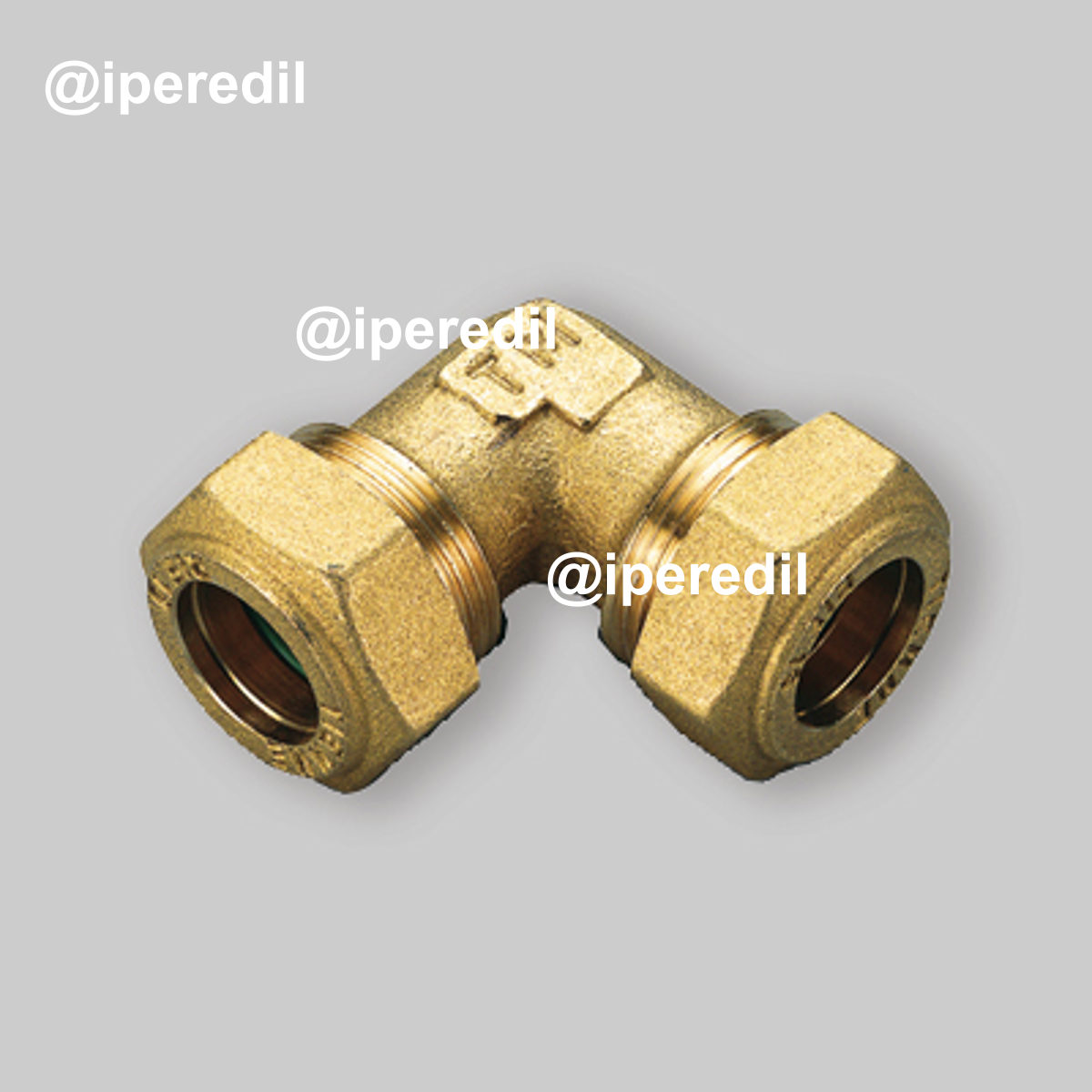 RACCORDO CURVO DOPPIO A COMPRESSIONE CON O-RING GIALLO PER GAS TIEMME Ø16 x Ø16 mm