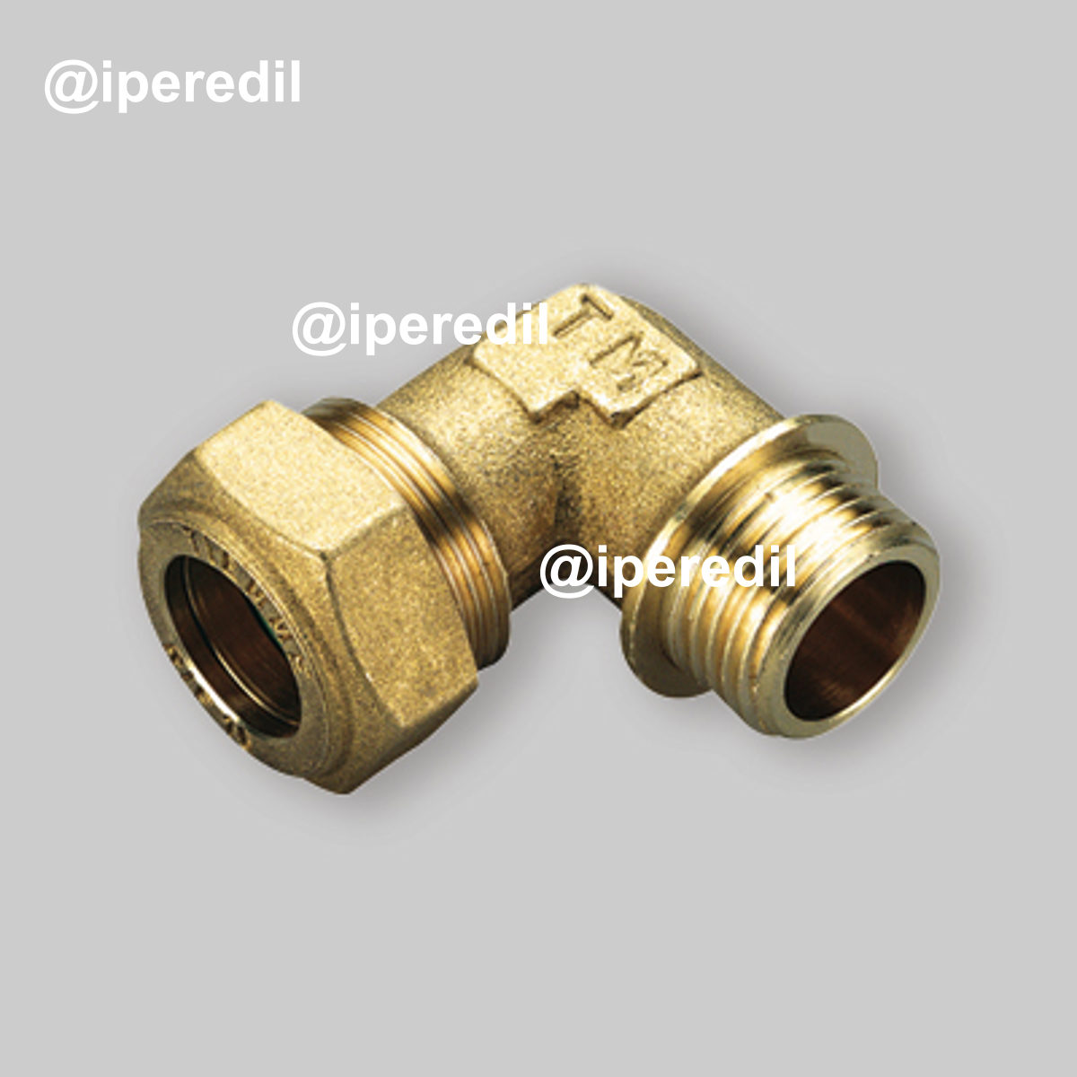 RACCORDO CURVO MASCHIO A COMPRESSIONE CON O-RING GIALLO PER GAS TIEMME Ø14 x 1/2"