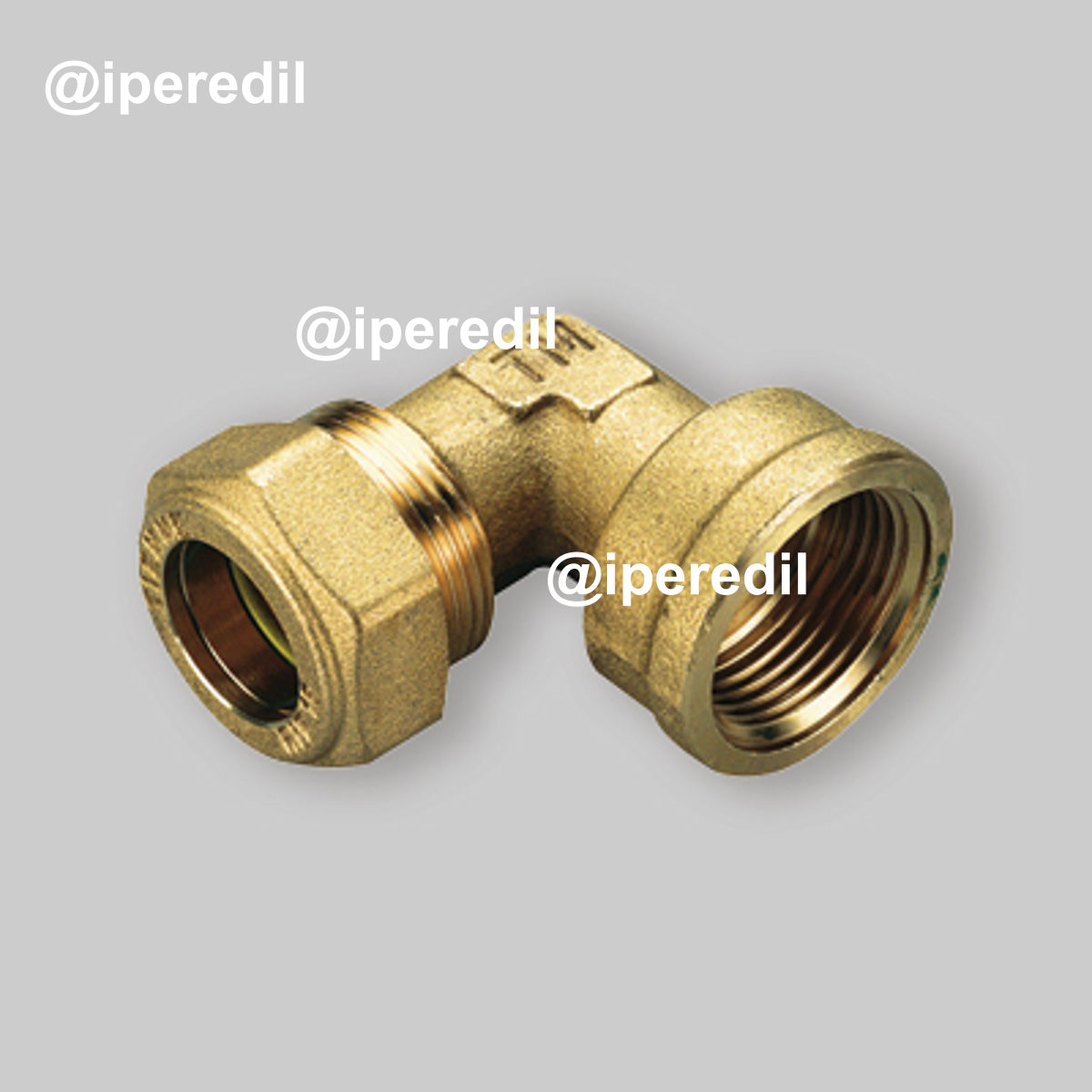 RACCORDO CURVO FEMMINA A COMPRESSIONE CON O-RING GIALLO PER GAS TIEMME Ø16 x 3/4"