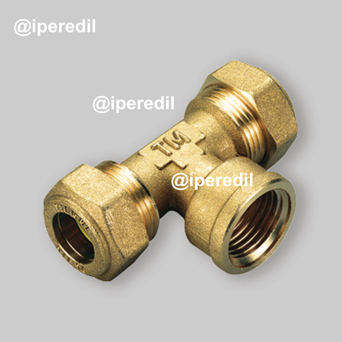 TEE FEMMINA A COMPRESSIONE CON O-RING GIALLO PER GAS TIEMME Ø22 x 3/4" x Ø22