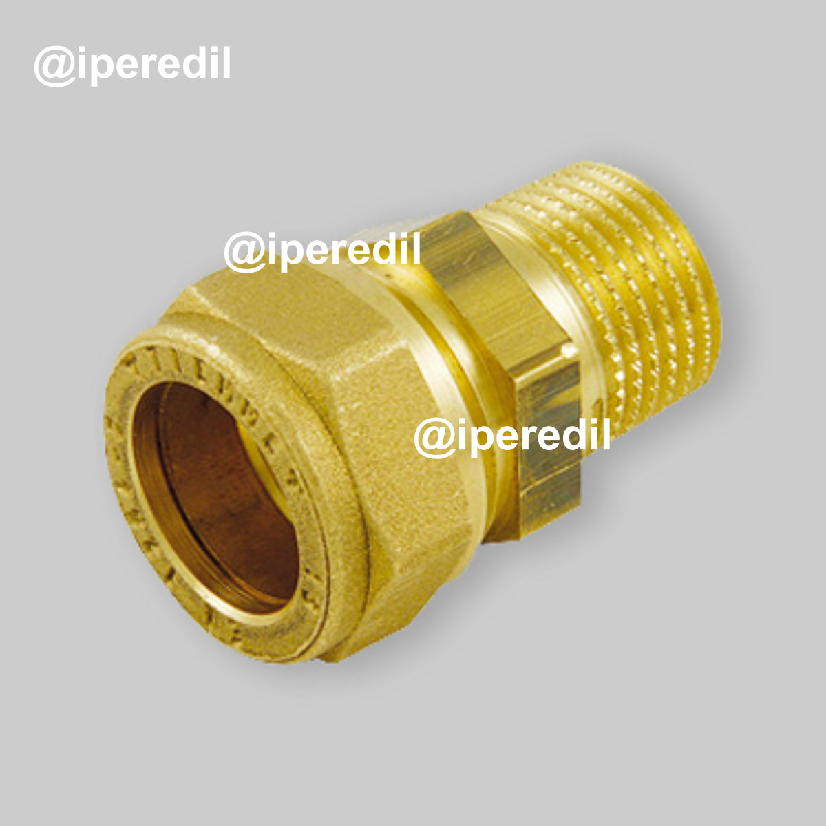 RACCORDO DIRITTO MASCHIO A COMPRESSIONE CON OGIVA IN OTTONE PER TUBO RAME TIEMME Ø22 x 3/4"