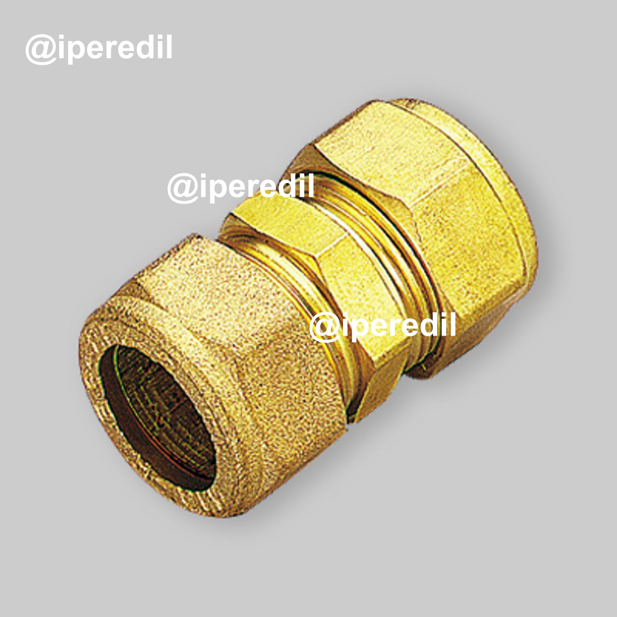 RACCORDO DIRITTO DOPPIO A COMPRESSIONE CON OGIVA IN OTTONE PER TUBO RAME TIEMME Ø22 x Ø22 mm