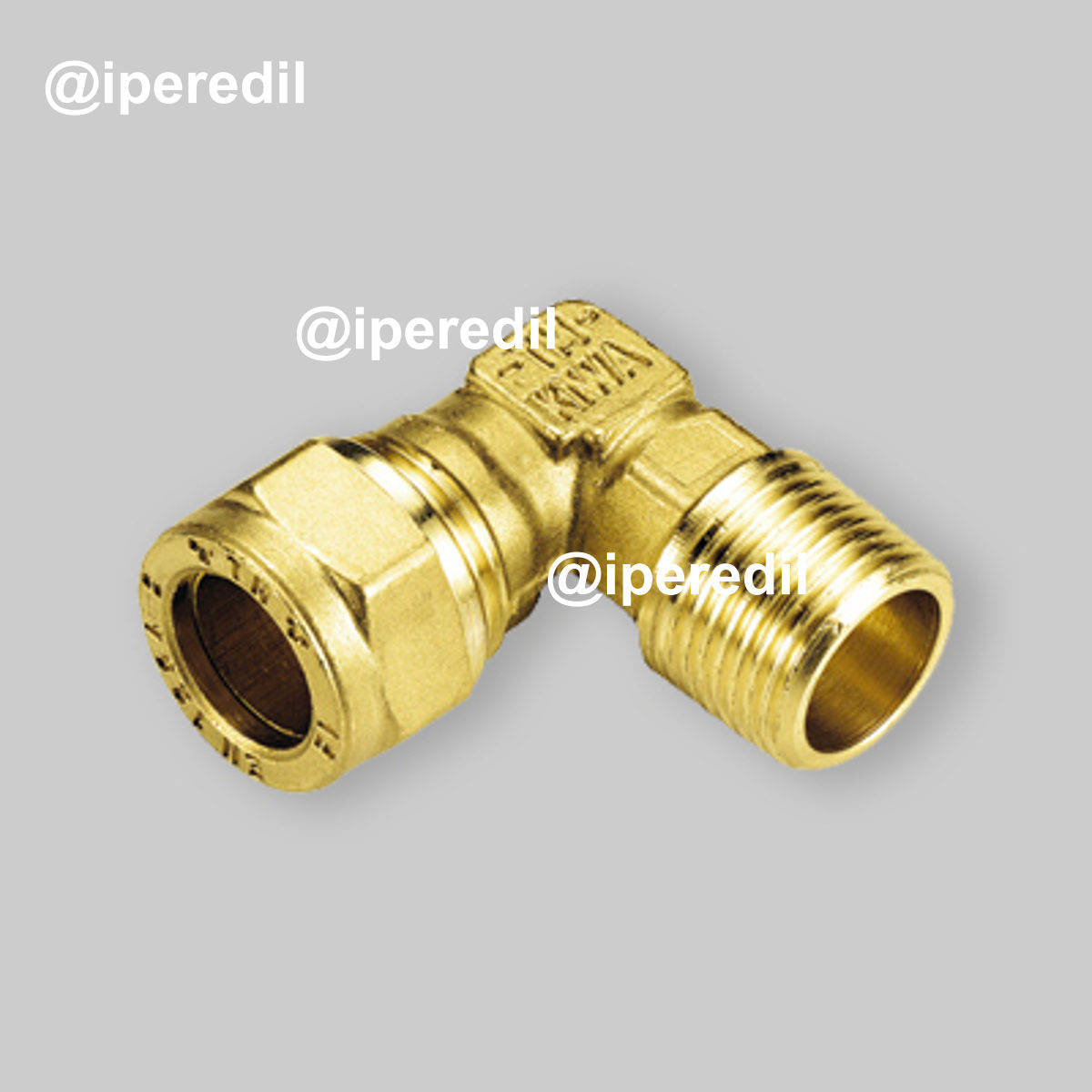 RACCORDO CURVO MASCHIO A COMPRESSIONE CON OGIVA IN OTTONE PER TUBO RAME TIEMME Ø22 x 1"