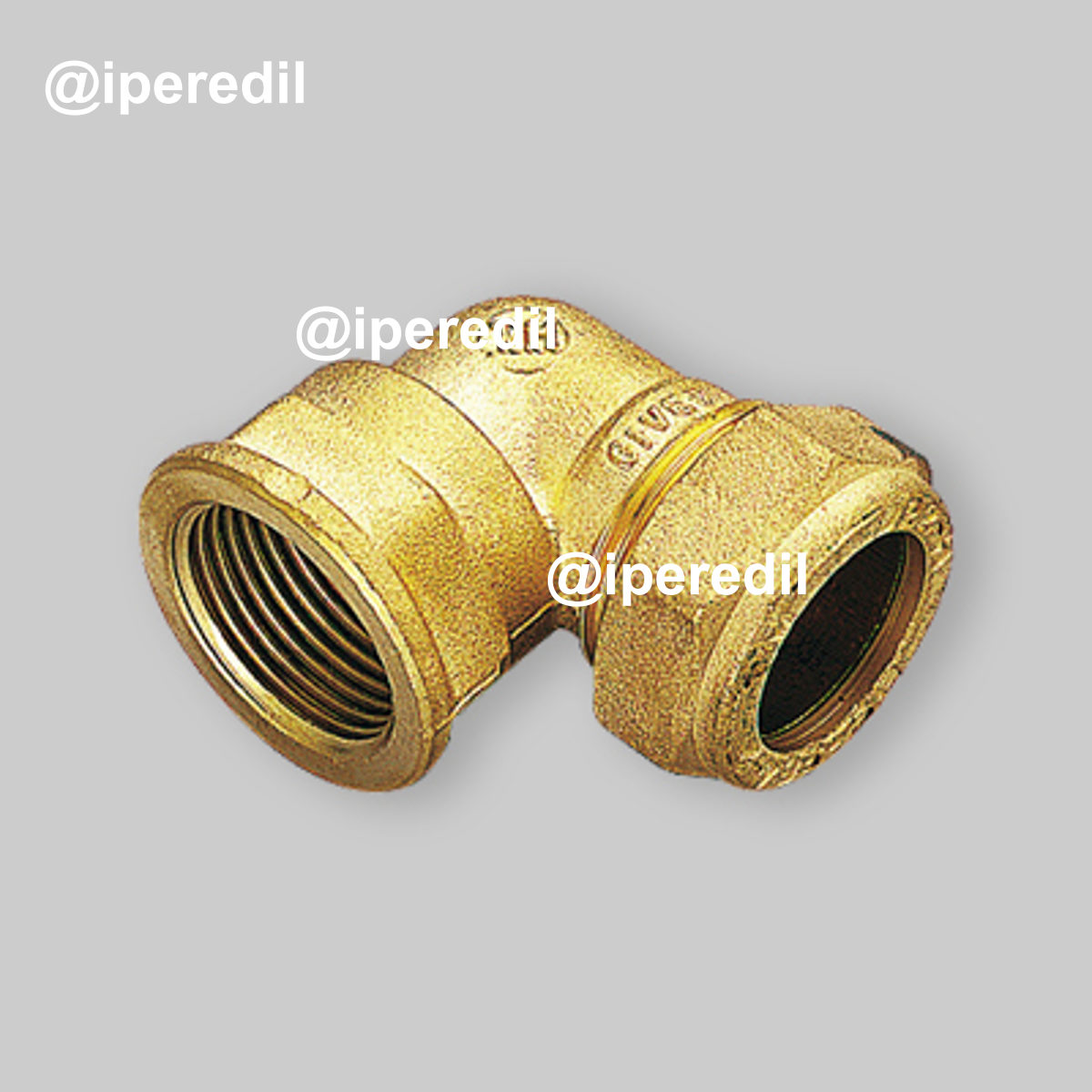 RACCORDO CURVO FEMMINA A COMPRESSIONE CON OGIVA IN OTTONE PER TUBO RAME TIEMME Ø22 x 3/4"