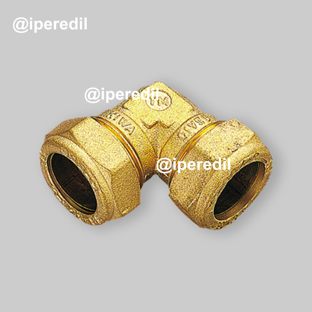 RACCORDO CURVO DOPPIO A COMPRESSIONE CON OGIVA IN OTTONE PER TUBO RAME TIEMME Ø22 x Ø22 mm