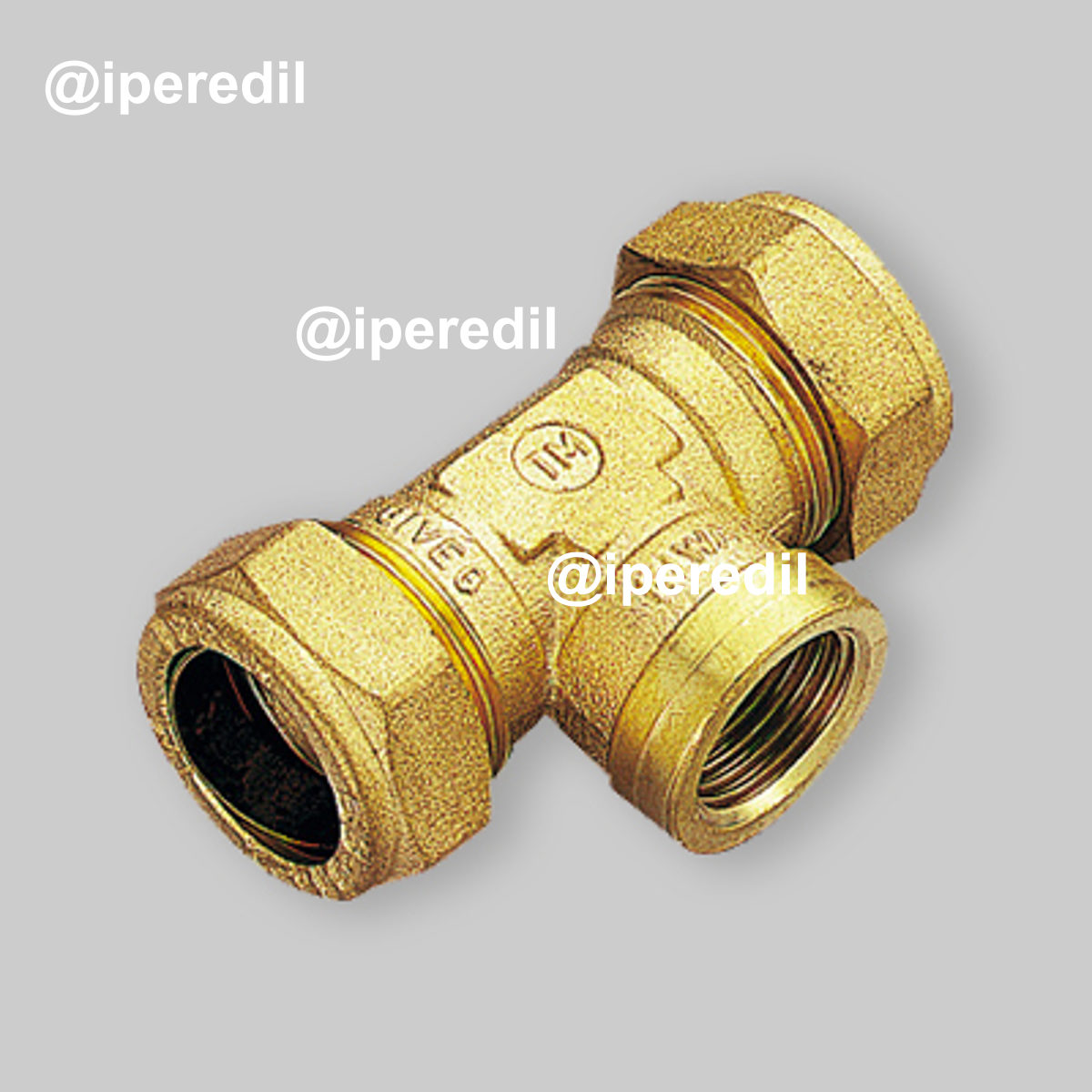 TEE FEMMINA A COMPRESSIONE CON OGIVA IN OTTONE PER TUBO RAME TIEMME Ø22 x 3/4" x Ø22