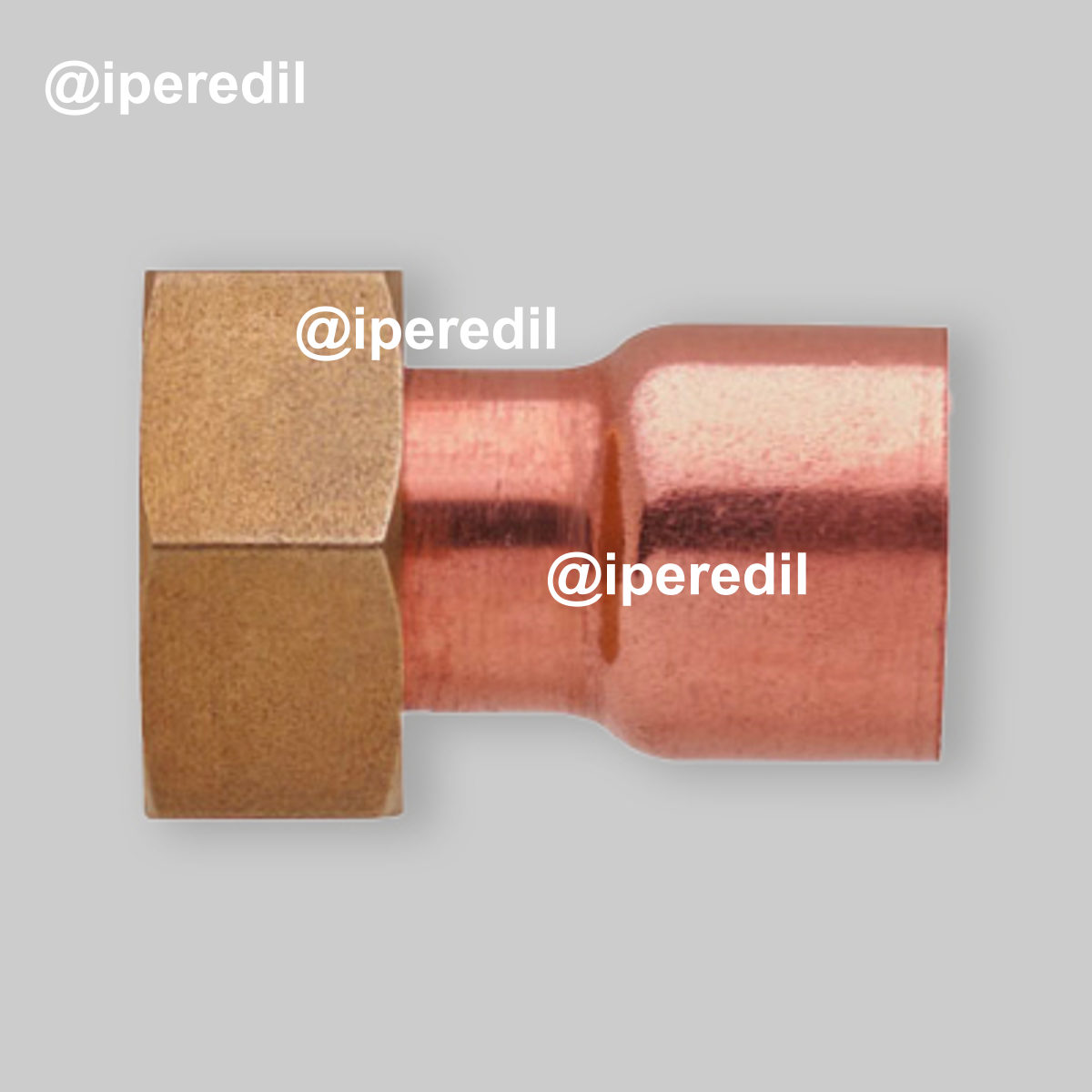 CODOLO FEMMINA CON DADO GIREVOLE E SEDE PIANA IN RAME A SALDARE Ø14 x 3/4"