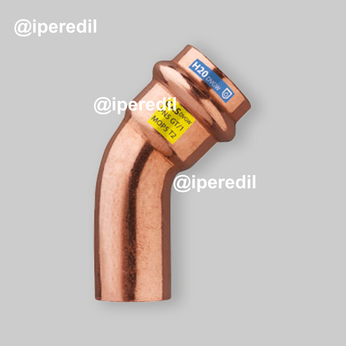 CURVA A 45° MASCHIO/FEMMINA IN RAME A PRESSARE Ø22 x Ø22 mm