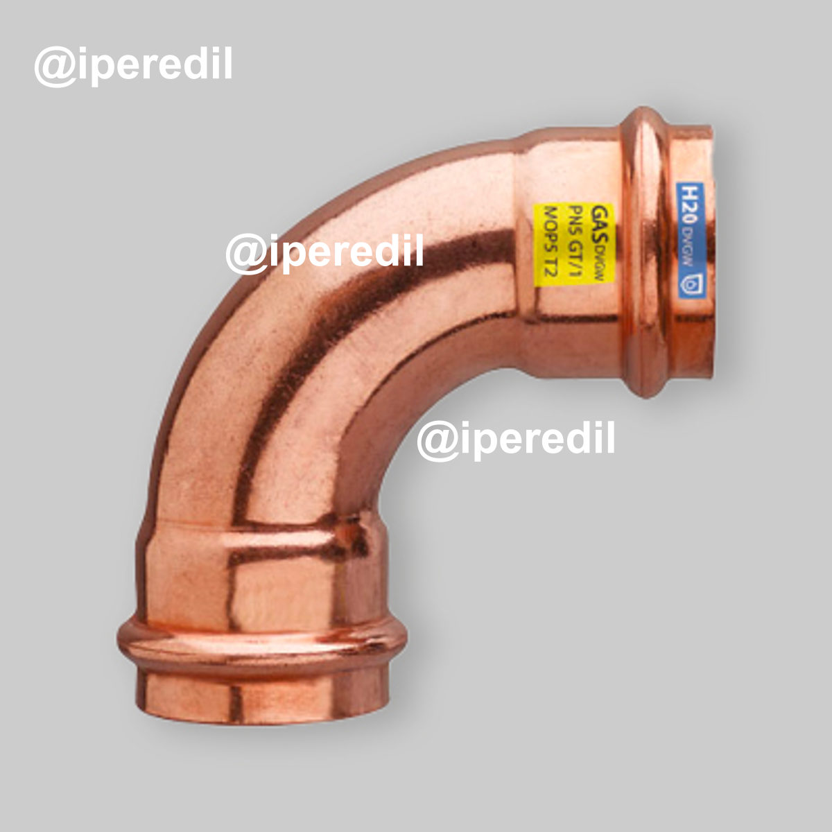 CURVA A 90° FEMMINA/FEMMINA IN RAME A PRESSARE Ø18 x Ø18 mm