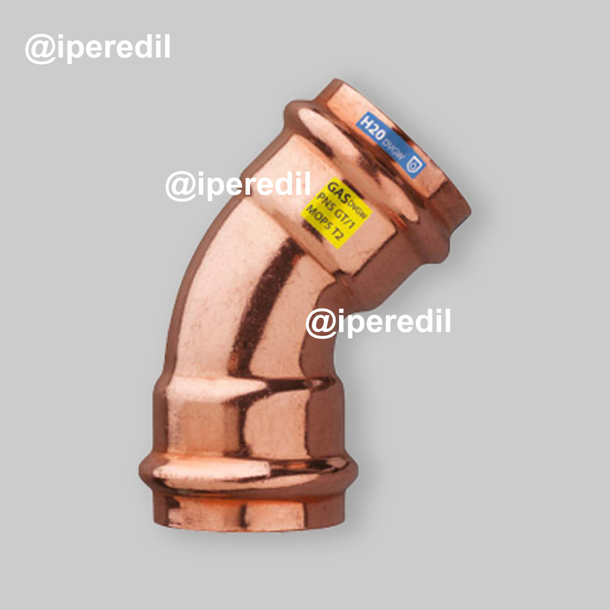 CURVA A 45° FEMMINA/FEMMINA IN RAME A PRESSARE Ø22 x Ø22 mm