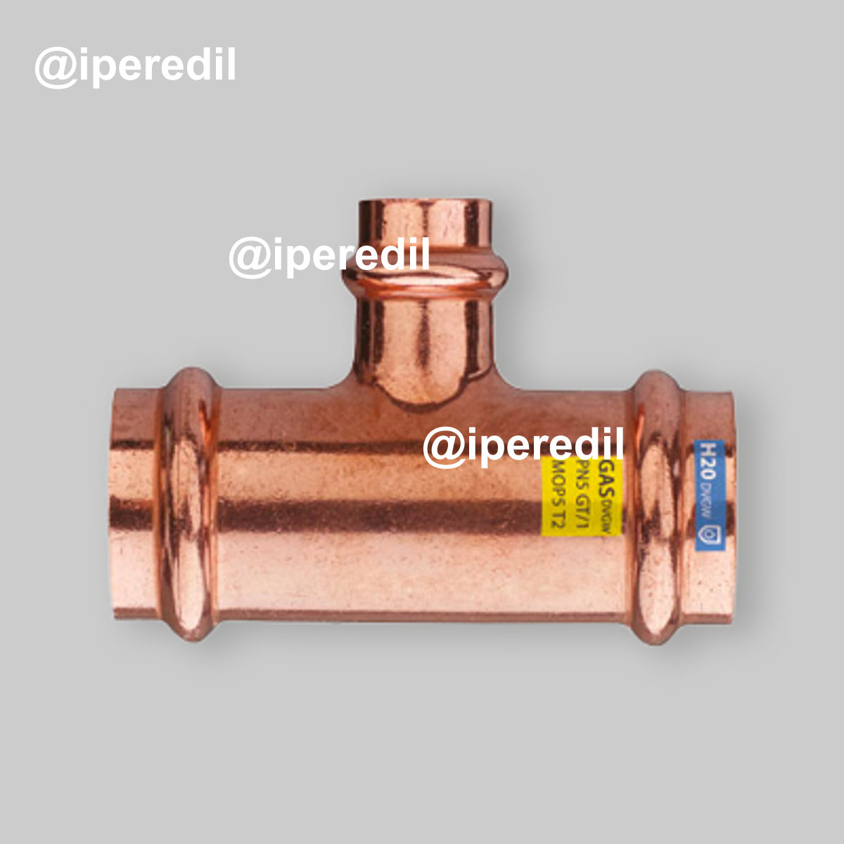 TEE RIDOTTO FEMMINA IN RAME A PRESSARE Ø15 x Ø22 x Ø15 mm