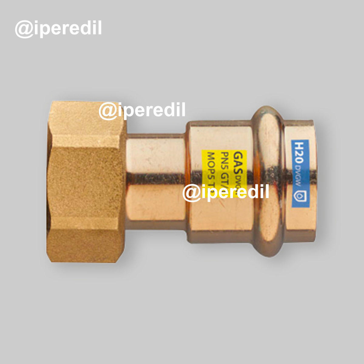 CODOLO FEMMINA CON DADO GIREVOLE E SEDE PIANA IN BRONZO A PRESSARE Ø12 x 3/4"G