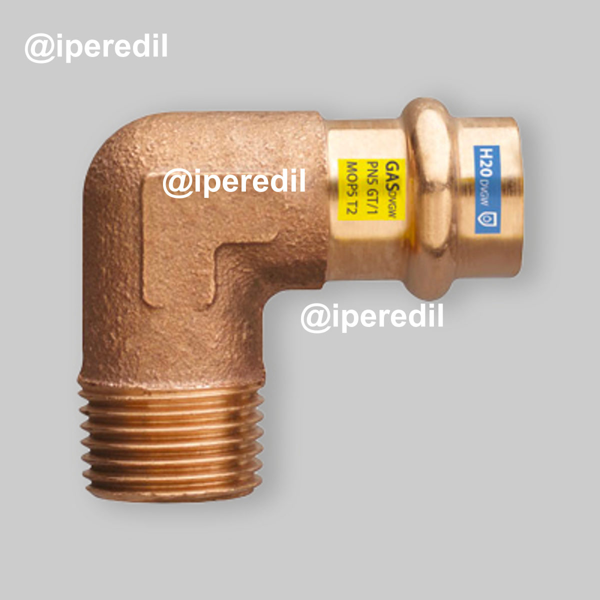 GOMITO FEMMINA A PRESSARE FILETTATO MASCHIO IN BRONZO Ø35 x 1"1/4 M