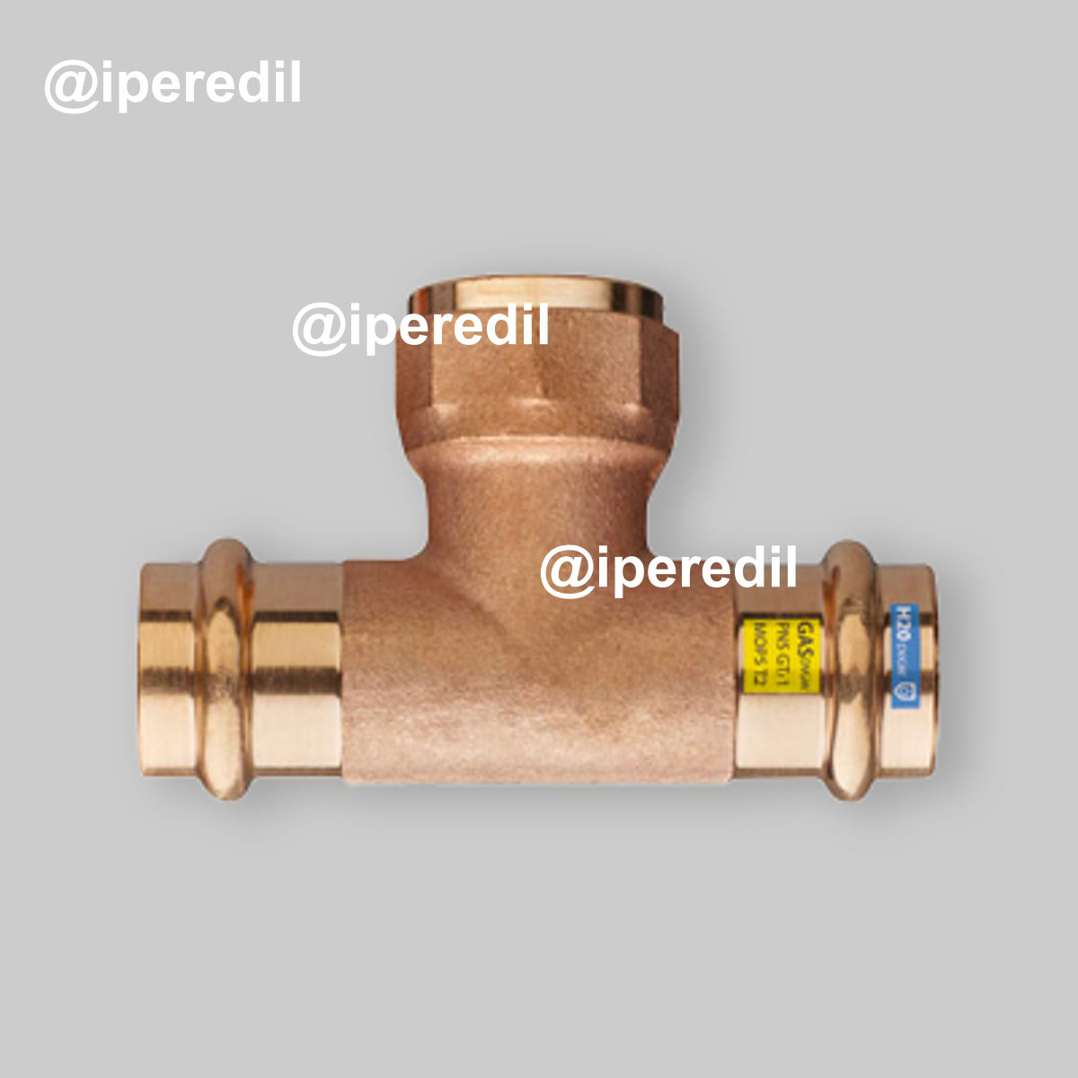 TEE FEMMINA A PRESSARE FILETTATO FEMMINA AL CENTRO IN BRONZO Ø15 x 1/2" x Ø15