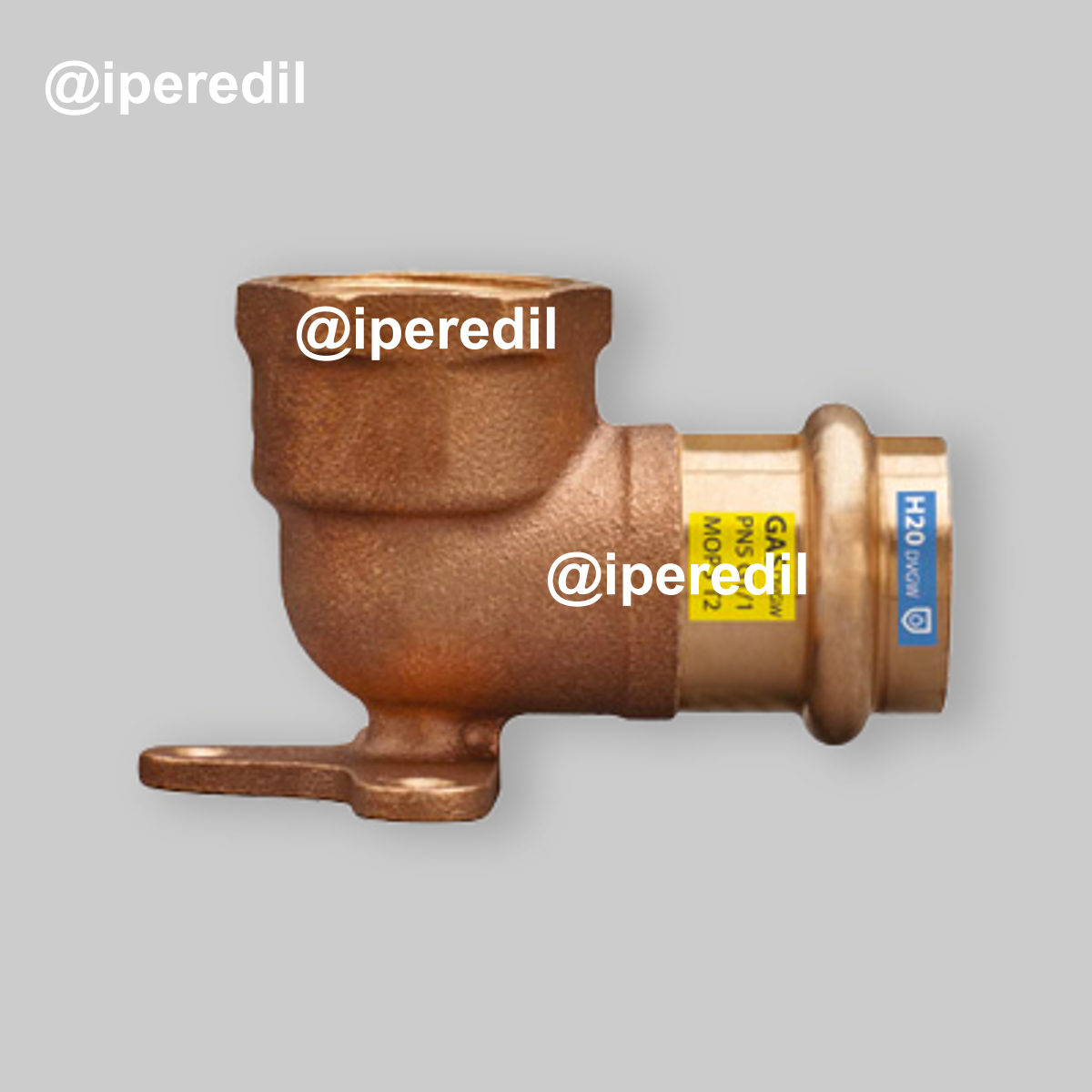 GOMITO FLANGIATO FEMMINA A PRESSARE FILETTATO FEMMINA IN BRONZO Ø12 x 1/2"F