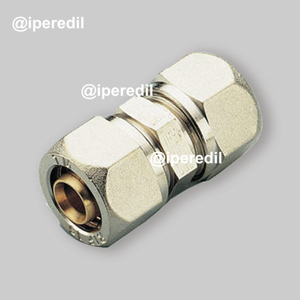 RACCORDO DIRITTO DOPPIO A COMPRESSIONE PER TUBO MULTISTRATO ACQUA TM Ø16x2,0 - Ø16x2,0 mm