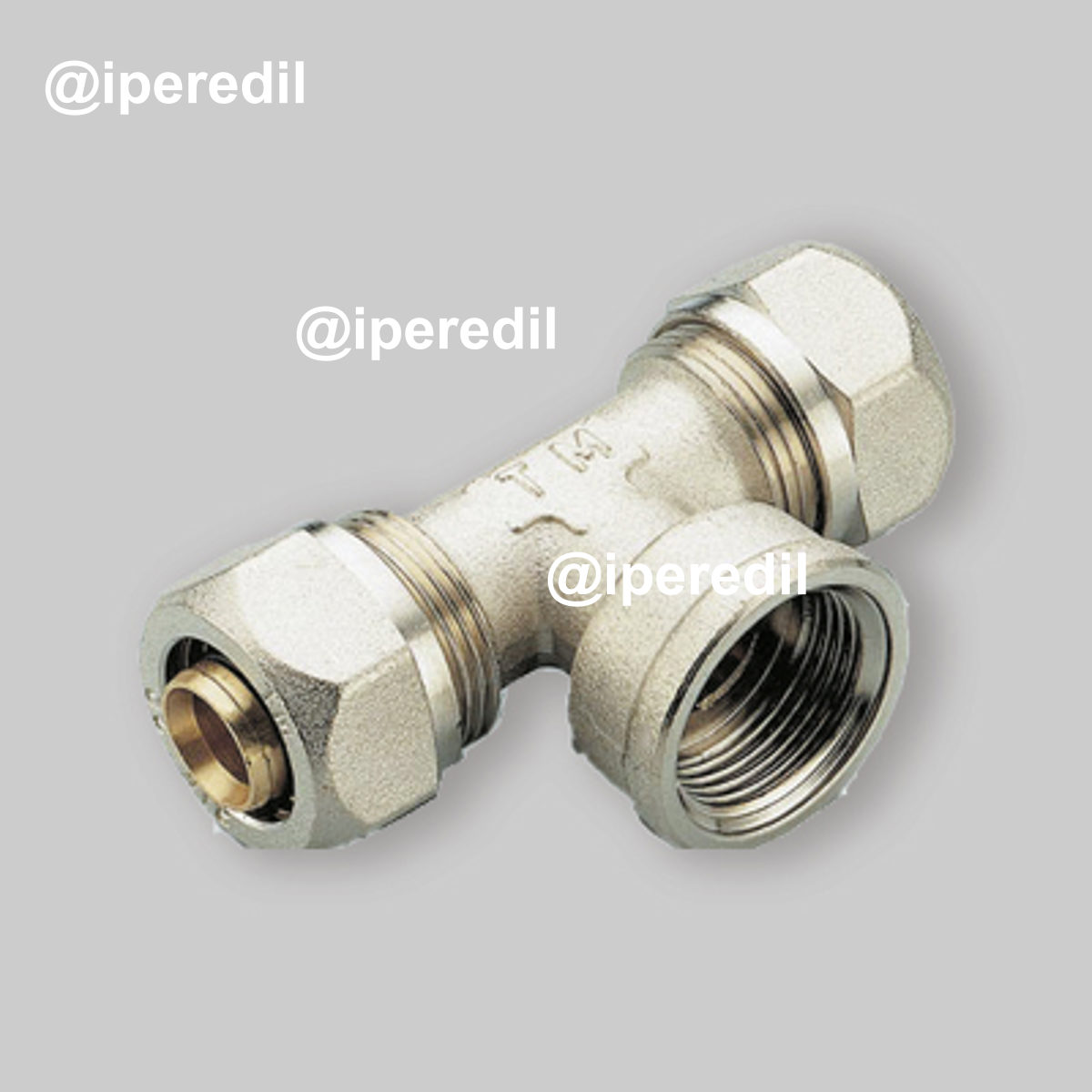 TEE FEMMINA A COMPRESSIONE PER TUBO MULTISTRATO TIEMME Ø20 x 3/4" x Ø20 (2,0) mm