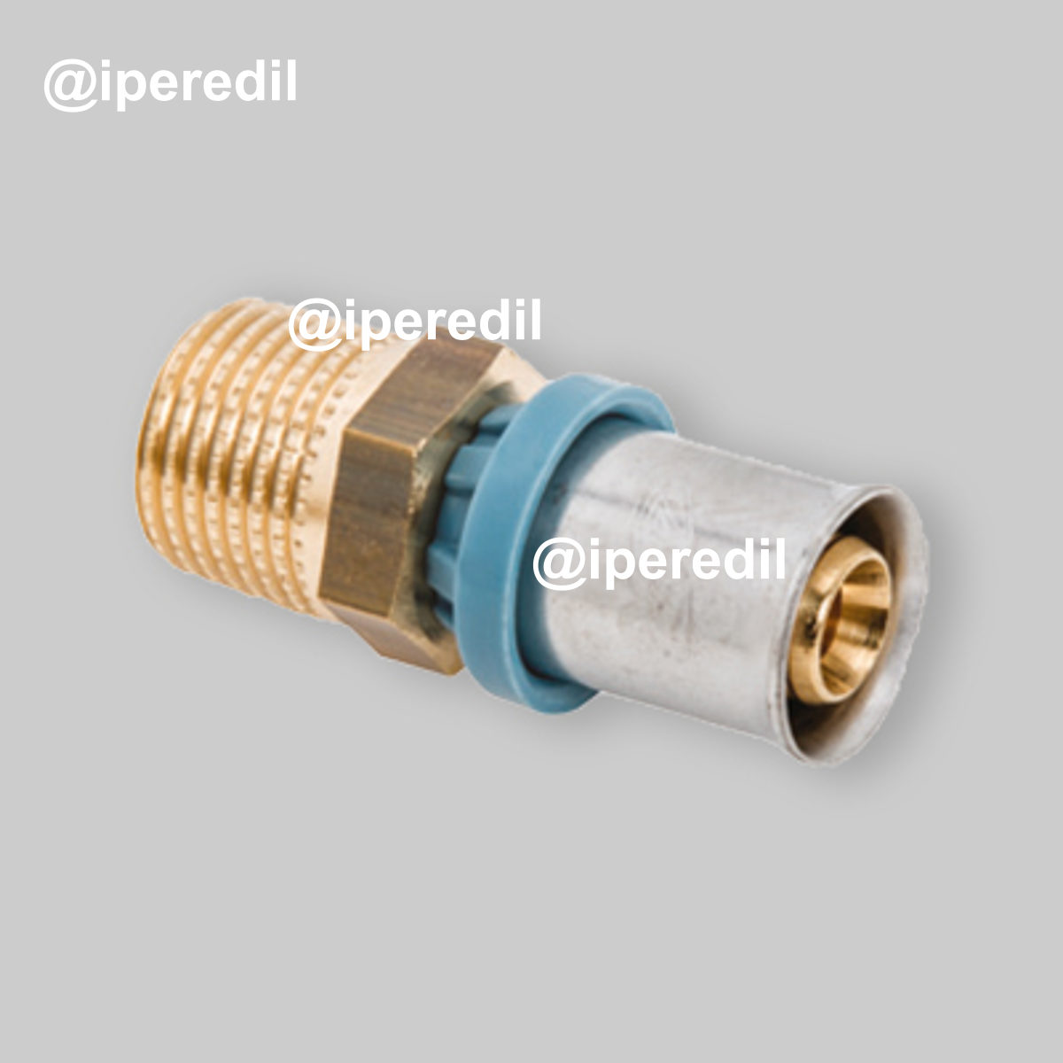 RACCORDO DIRITTO MASCHIO A PRESSARE PER TUBO MULTISTRATO UNIDELTA Ø20 x 1/2"
