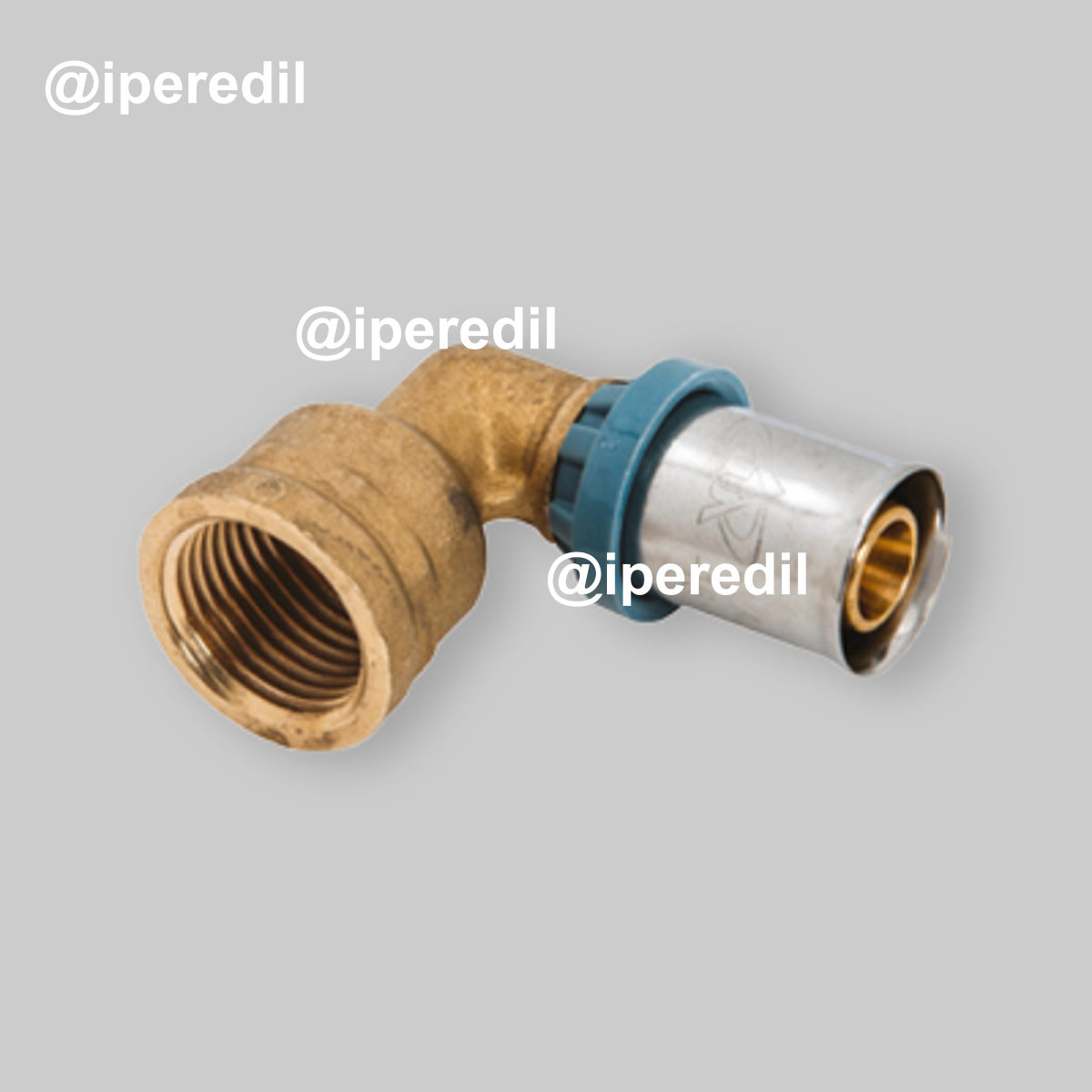 GOMITO FEMMINA A PRESSARE PER TUBO MULTISTRATO UNIDELTA Ø16 x 1/2"