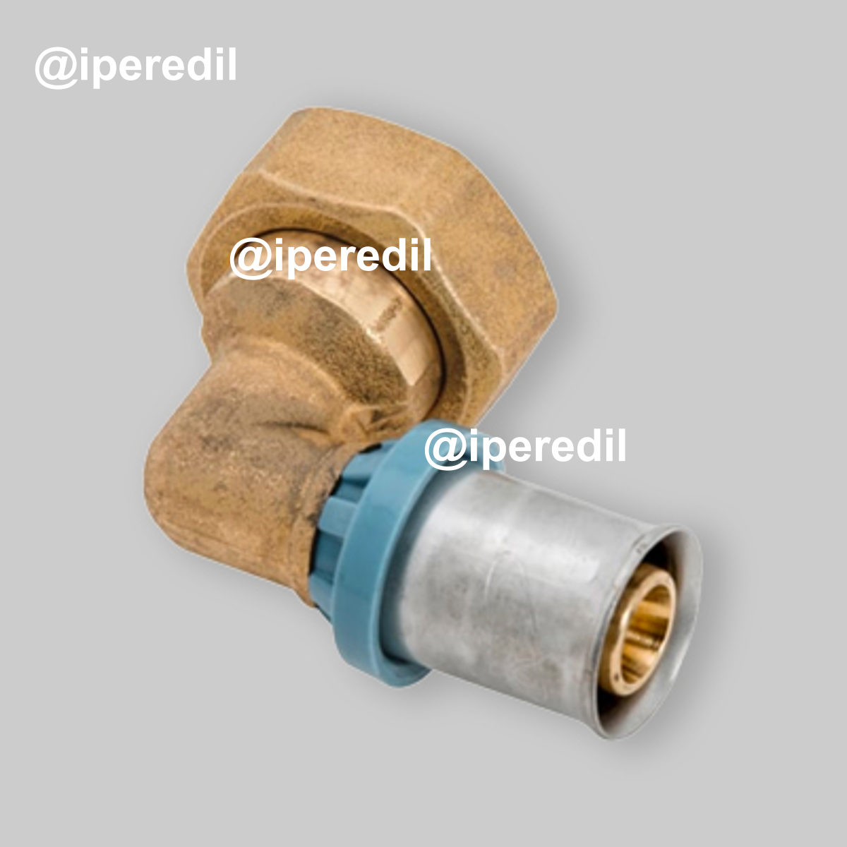 GOMITO FEMMINA CON DADO GIREVOLE PER TUBO MULTISTRATO UNIDELTA Ø16 x 1/2"