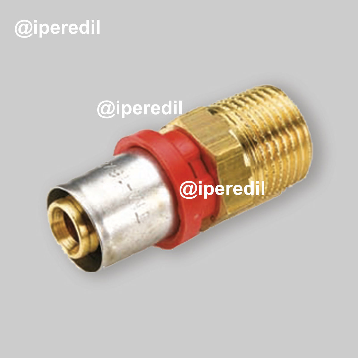 RACCORDO DIRITTO MASCHIO A PRESSARE PER TUBO MULTISTRATO TIEMME Ø16 x 1/2"