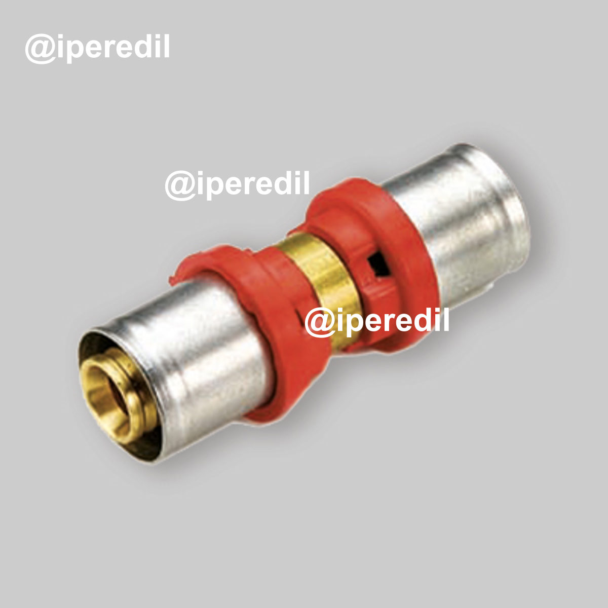 RACCORDO DIRITTO DOPPIO A PRESSARE PER TUBO MULTISTRATO TIEMME Ø16 x Ø16