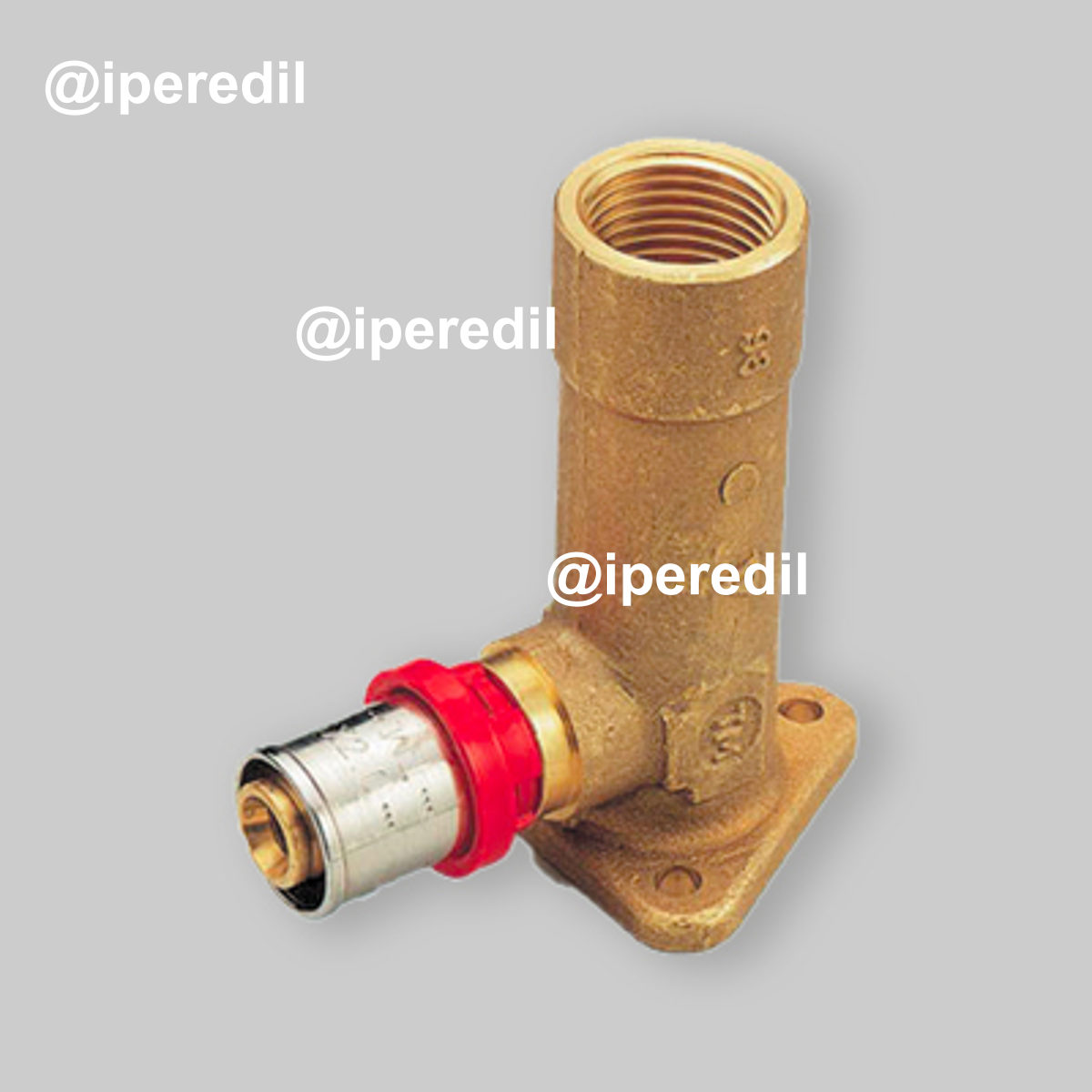 GOMITO FEMMINA FLANGIATO "H.77" A PRESSARE PER TUBO MULTISTRATO TIEMME Ø16 x 1/2"