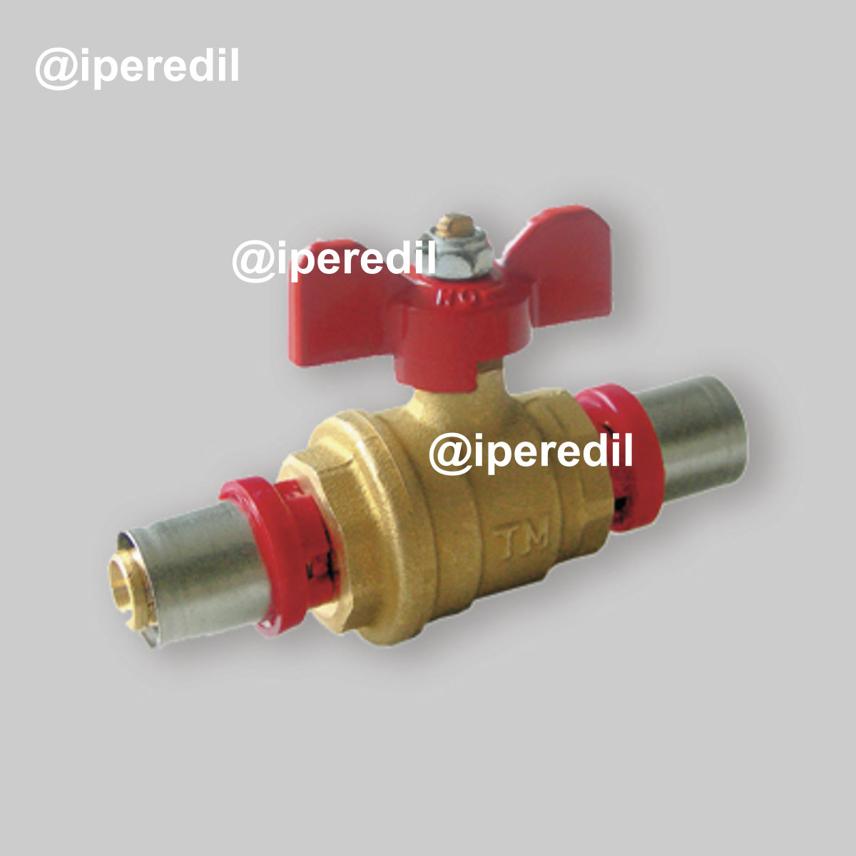 VALVOLA A SFERA CON LEVA A FARFALLA A PRESSARE PER TUBO MULTISTRATO TIEMME Ø20 x Ø20
