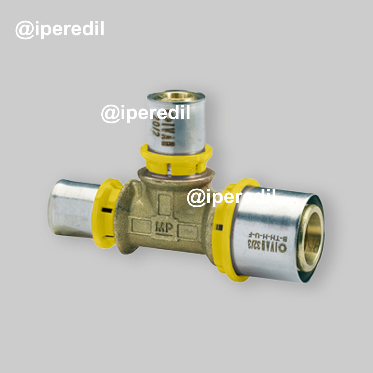 TEE A PRESSARE CON ATTACCO CENTRALE E LATERALE RIDOTTO A GAS IVAR 20x20x26