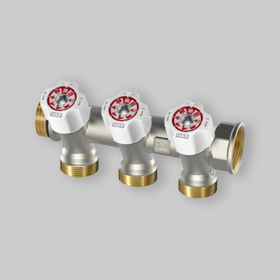 COLLETTORE COMPONIBILE EASY CLOCK CON VALVOLE DI INT. 30Ø IVAR 3/4" x EUROK - 5 vie interasse 40 mm