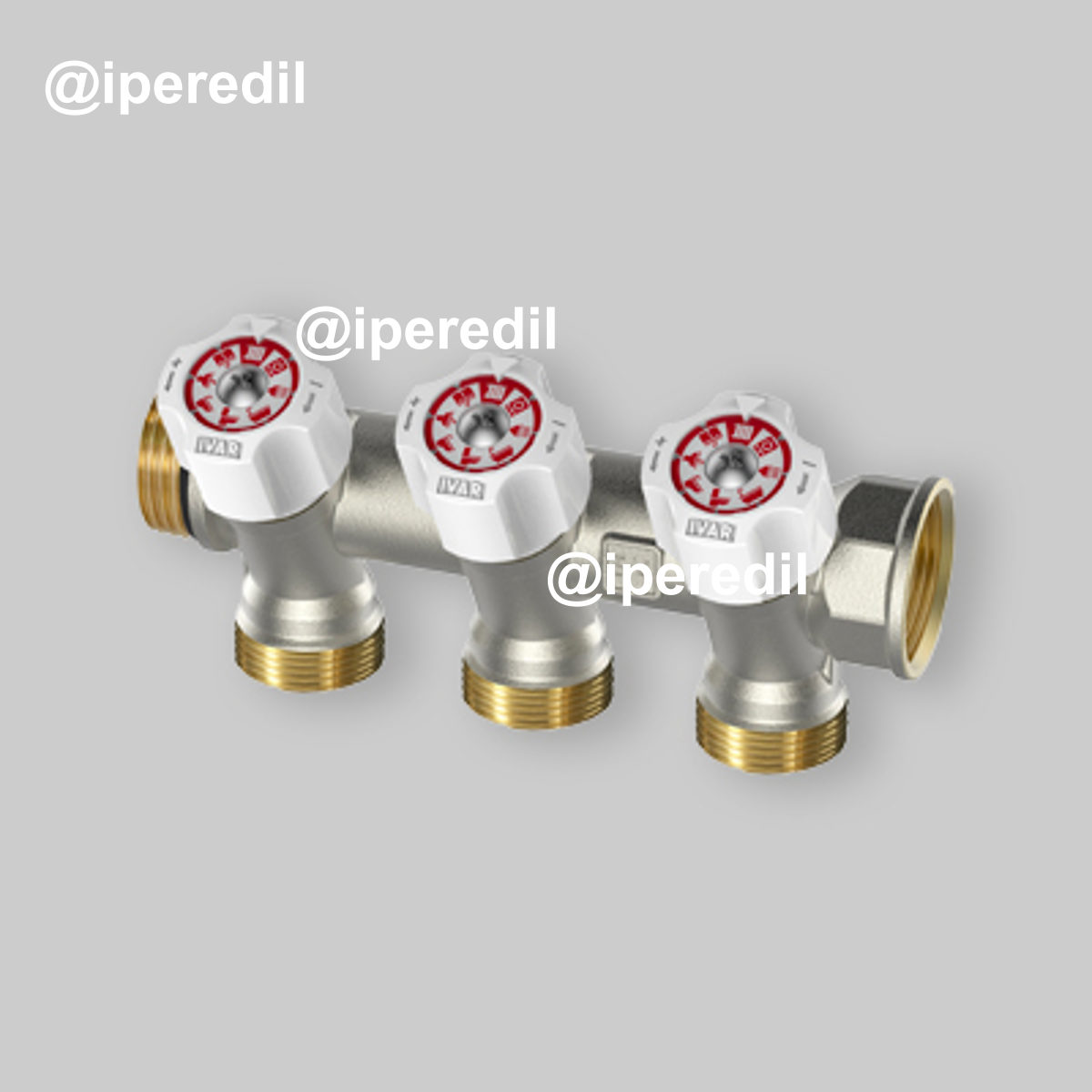 COLLETTORE LINEARE "EASY LOCK" CON RUBINETTI DI ARRESTO INCLINATI A 30° IVAR 1" x 3 vie EUROCONO