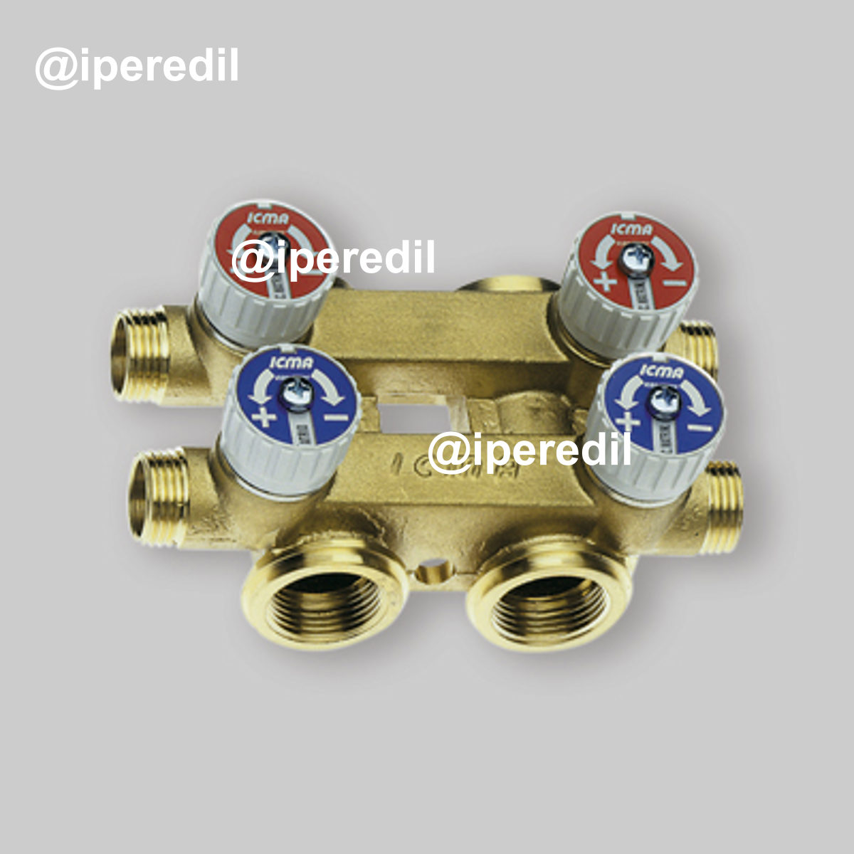 COLLETTORE COMPLANARE DOPPIO COMPONIBILE CON RUBINETTI ICMA 3/4" (2x2) - 1/2"M (2x2)