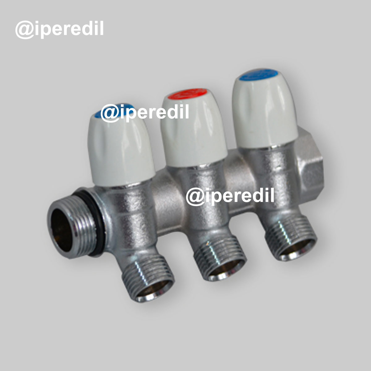 COLLETTORE INCLINATO MASCHIO/FEMMINA 3/4" CON RUBINETTI TIEMME 3 vie da 1/2" (16)