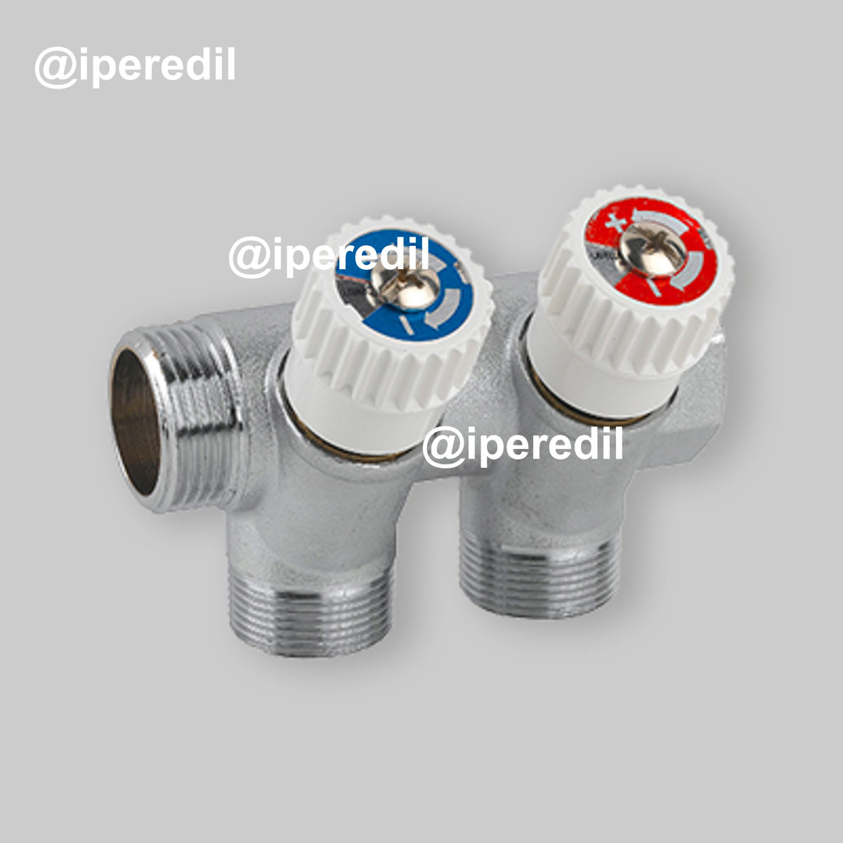 COLLETTORE INCLINATO MASCHIO/FEMMINA 3/4" CON VITONI DI ARRESTO 3 Vie da 1/2"M (16)