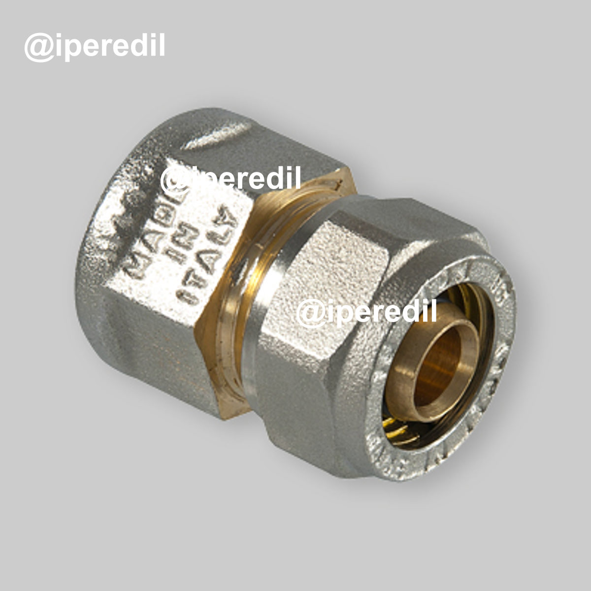 RACCORDO DIRITTO FEMMINA A COMPRESSIONE PER TUBO MULTISTRATO TDM 3/4" x Ø16 (2,0) mm