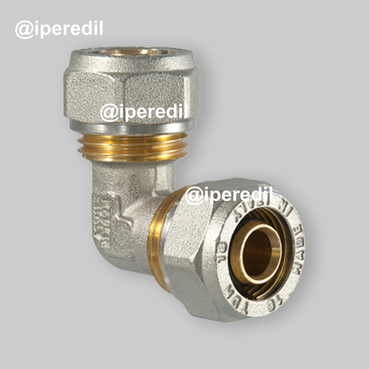 RACCORDO CURVO DOPPIO A COMPRESSIONE PER TUBO MULTISTRATO TDM Ø32 x Ø32 (3,0) mm
