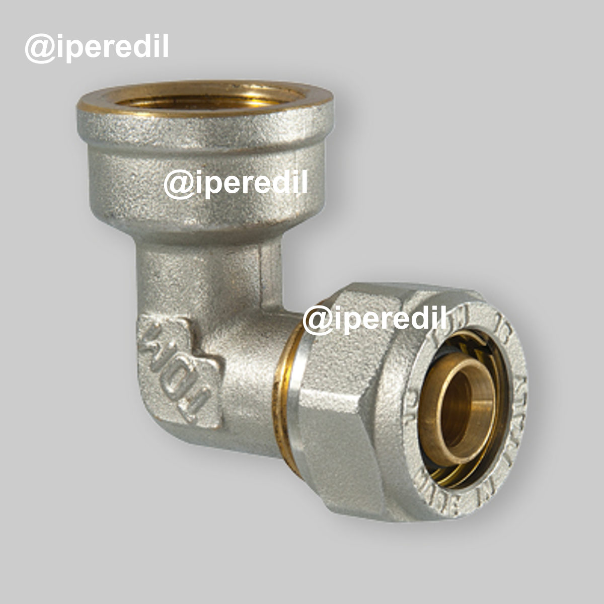 RACCORDO CURVO FEMMINA A COMPRESSIONE PER TUBO MULTISTRATO TDM 3/4" x Ø16 (2,0) mm