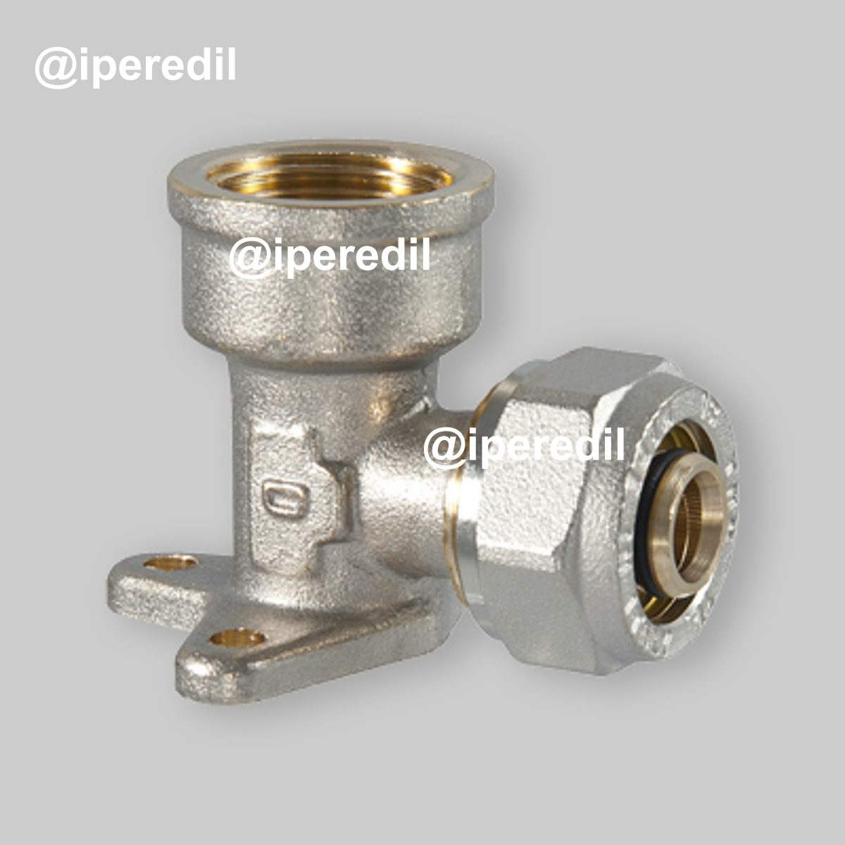 RACCORDO CURVO FEMMINA FLANGIATO A COMPRESSIONE PER TUBO MULTISTRATO TDM 1/2" x Ø16 (2,0) mm