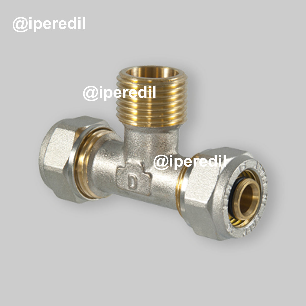TEE MASCHIO A COMPRESSIONE PER TUBO MULTISTRATO TDM Ø32 x 1" x Ø32 (3,0) mm