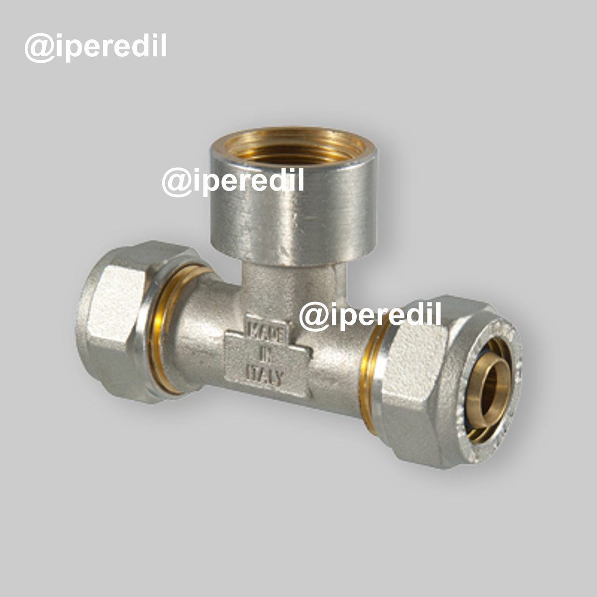 TEE FEMMINA A COMPRESSIONE PER TUBO MULTISTRATO TDM Ø26 x 1" x Ø26 (3,0) mm