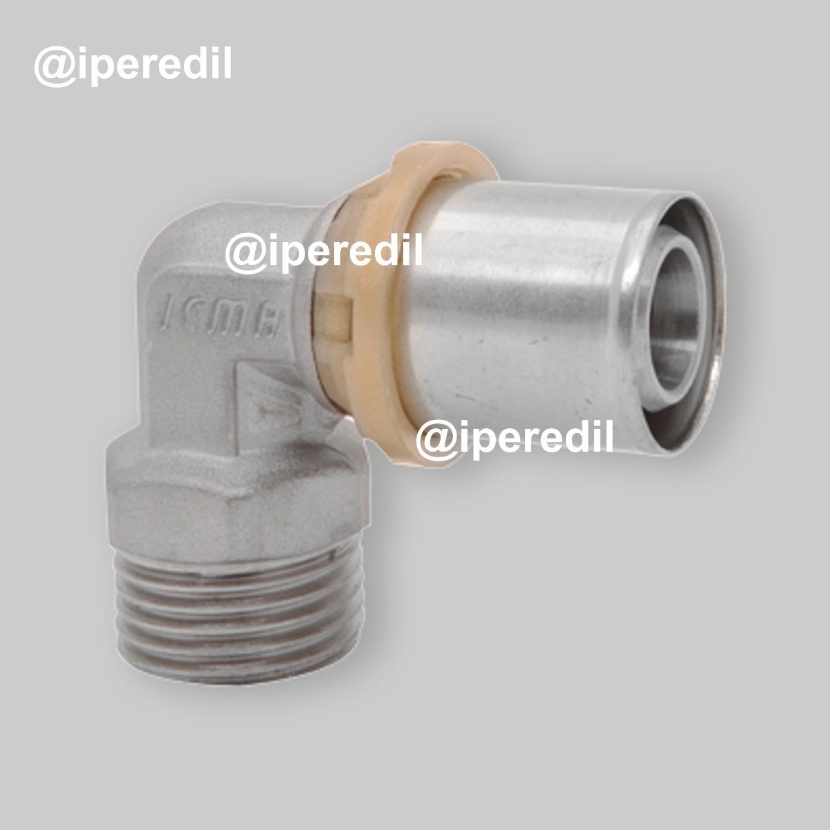 GOMITO MASCHIO A PRESSARE PER TUBO MULTISTRATO ICMA Ø20 x 3/4"