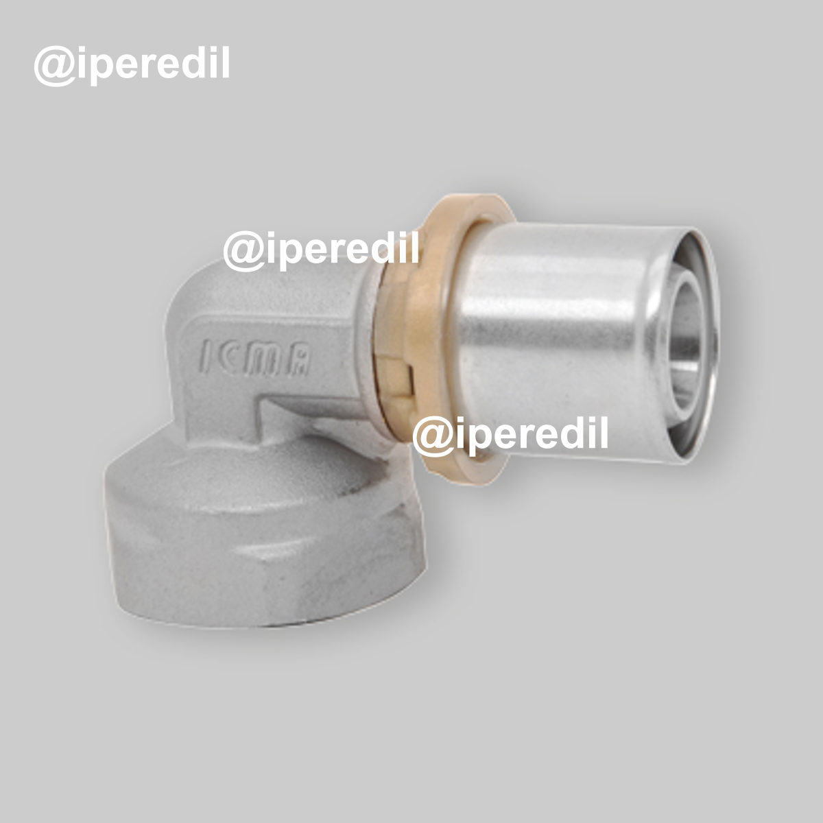 GOMITO FEMMINA A PRESSARE PER TUBO MULTISTRATO ICMA Ø16 x 1/2"