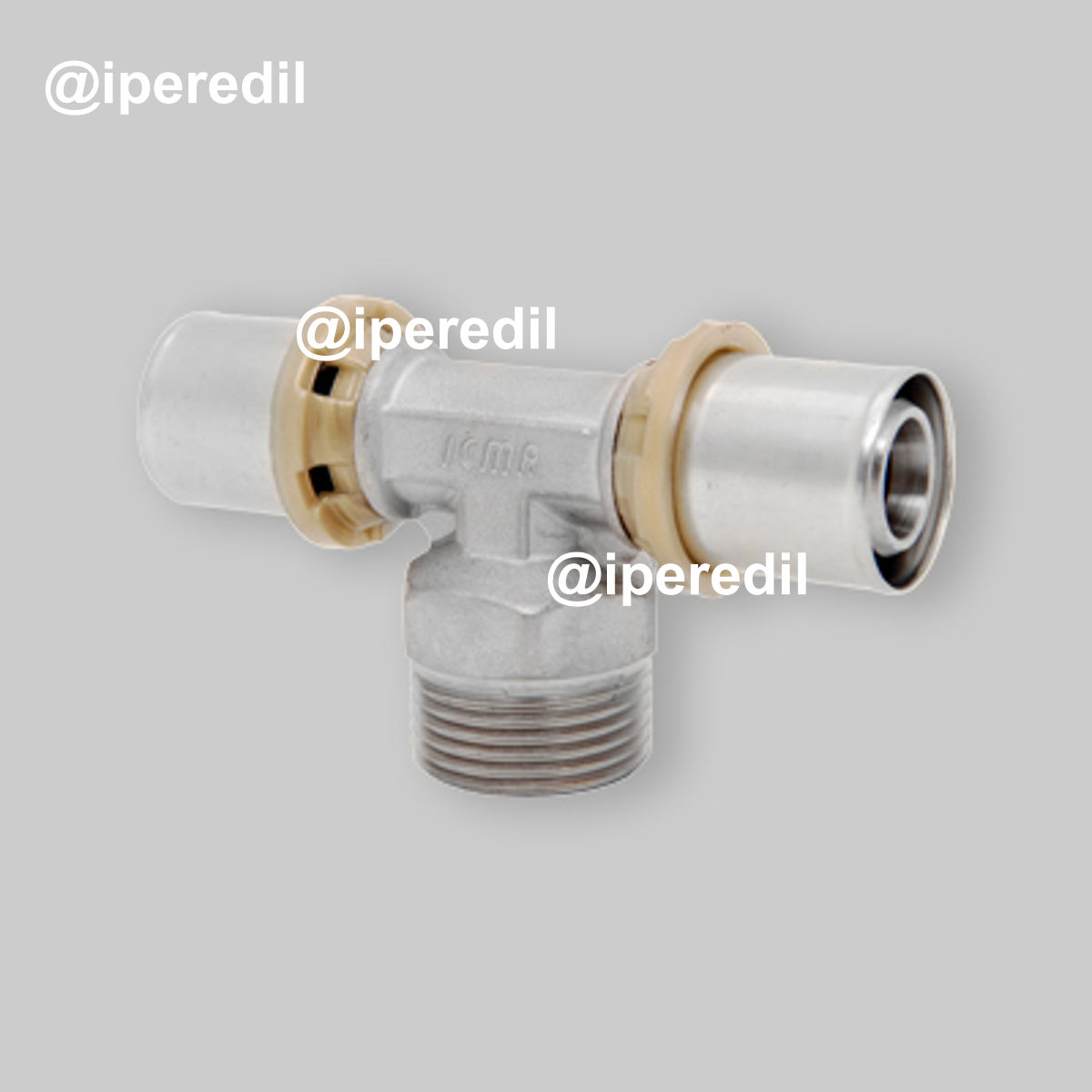 TEE MASCHIO A PRESSARE PER TUBO MULTISTRATO ICMA Ø20 x 1/2" x Ø20