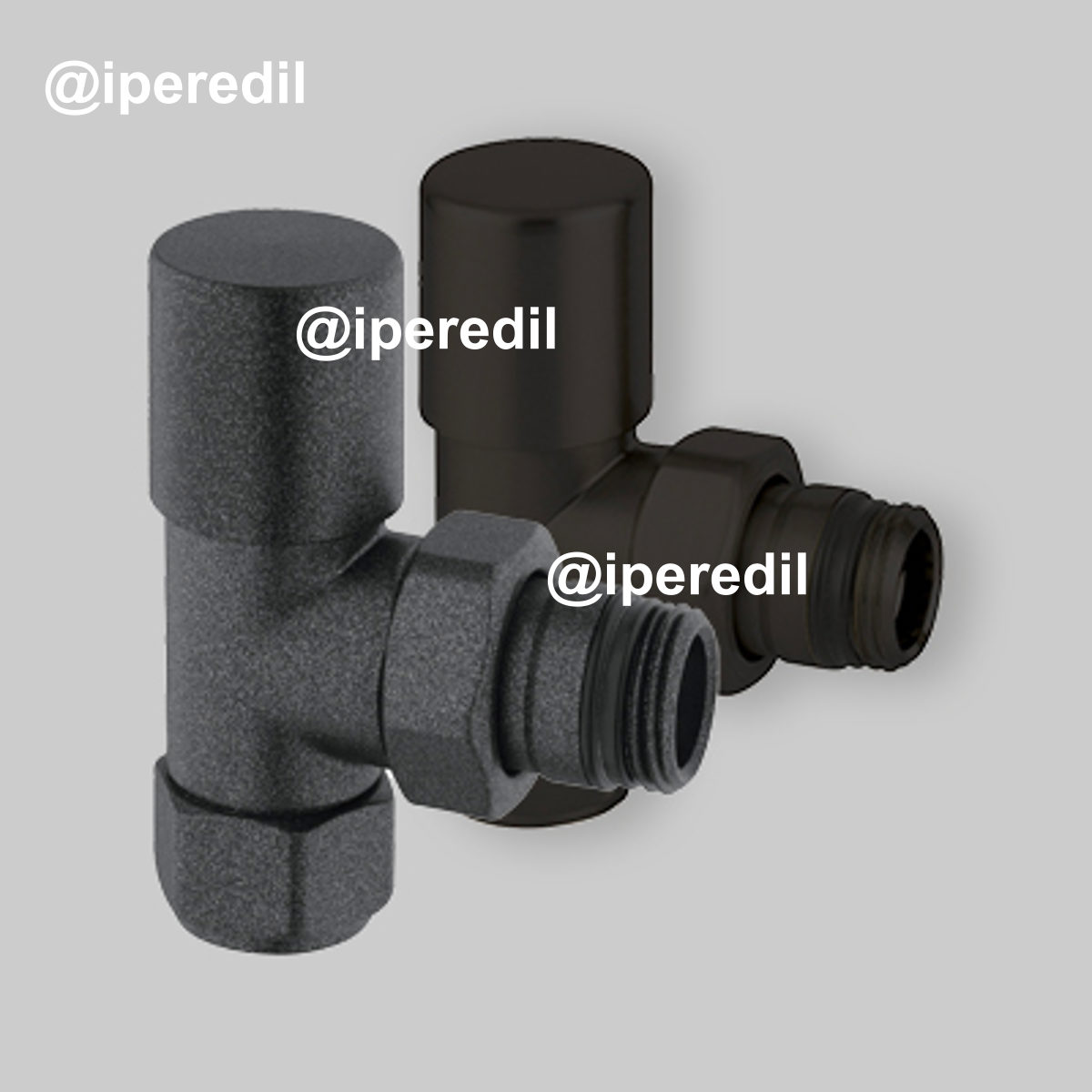 VALVOLA D'ARREDO TERMOSTATIZZABILE A SQUADRA "HIGH STYLE BLACK" Nero Opaco 1/2" - 24x19