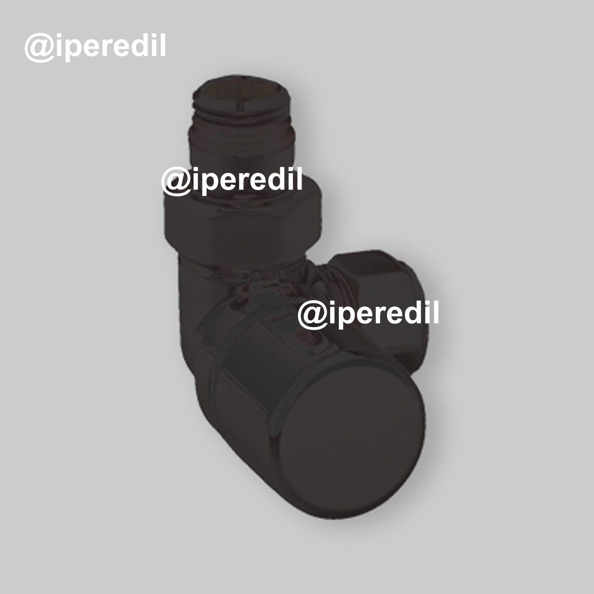 VALVOLA D'ARREDO TERMOSTATIZZABILE AD ANGOLO SX "HIGH STYLE BLACK" Nero Opaco 1/2" - 24x19